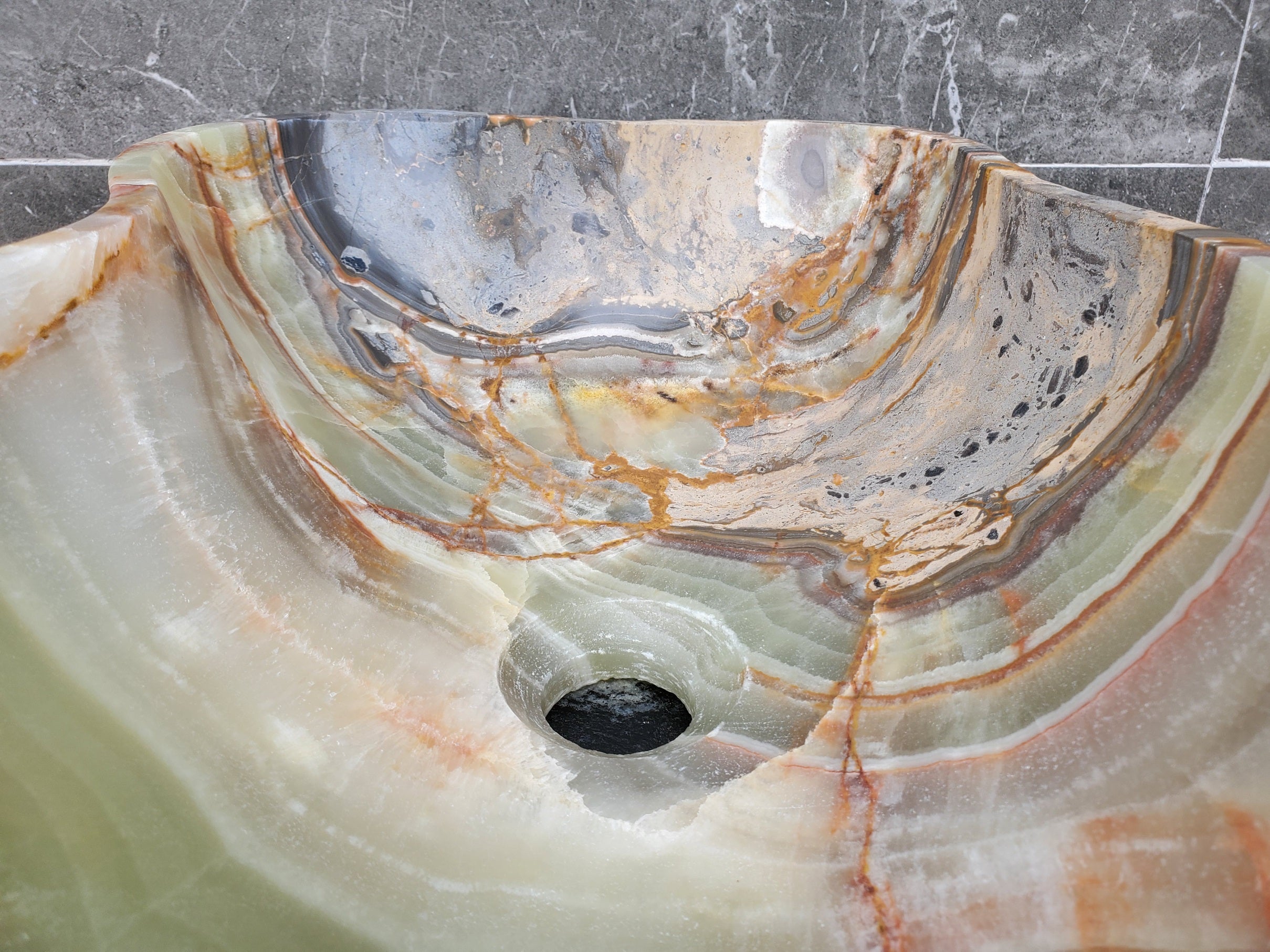 S30_31 Onyx Stone Vessel Bathroom Sink - 18.5 x 12 inch