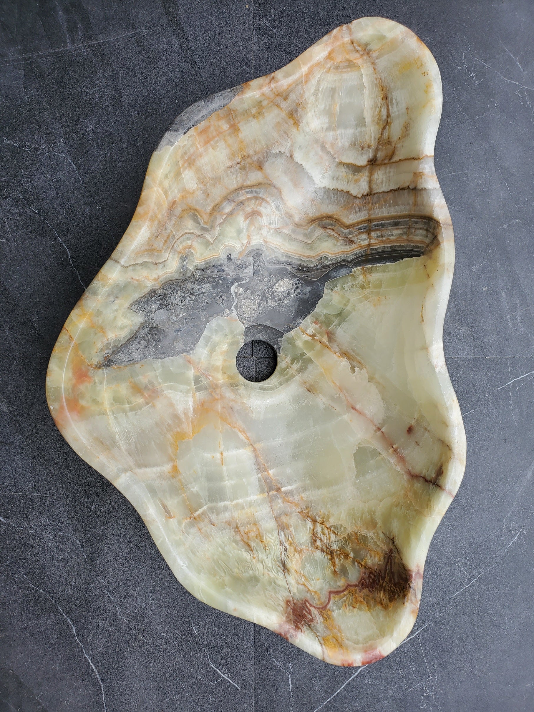 S31_02 Onyx Stone Vessel Bathroom Sink - 21.5 x 13.5 inch