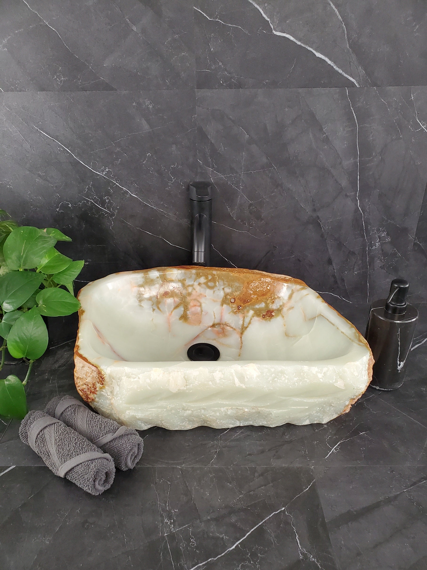 S25_26 Onyx Stone Vessel Bathroom Sink