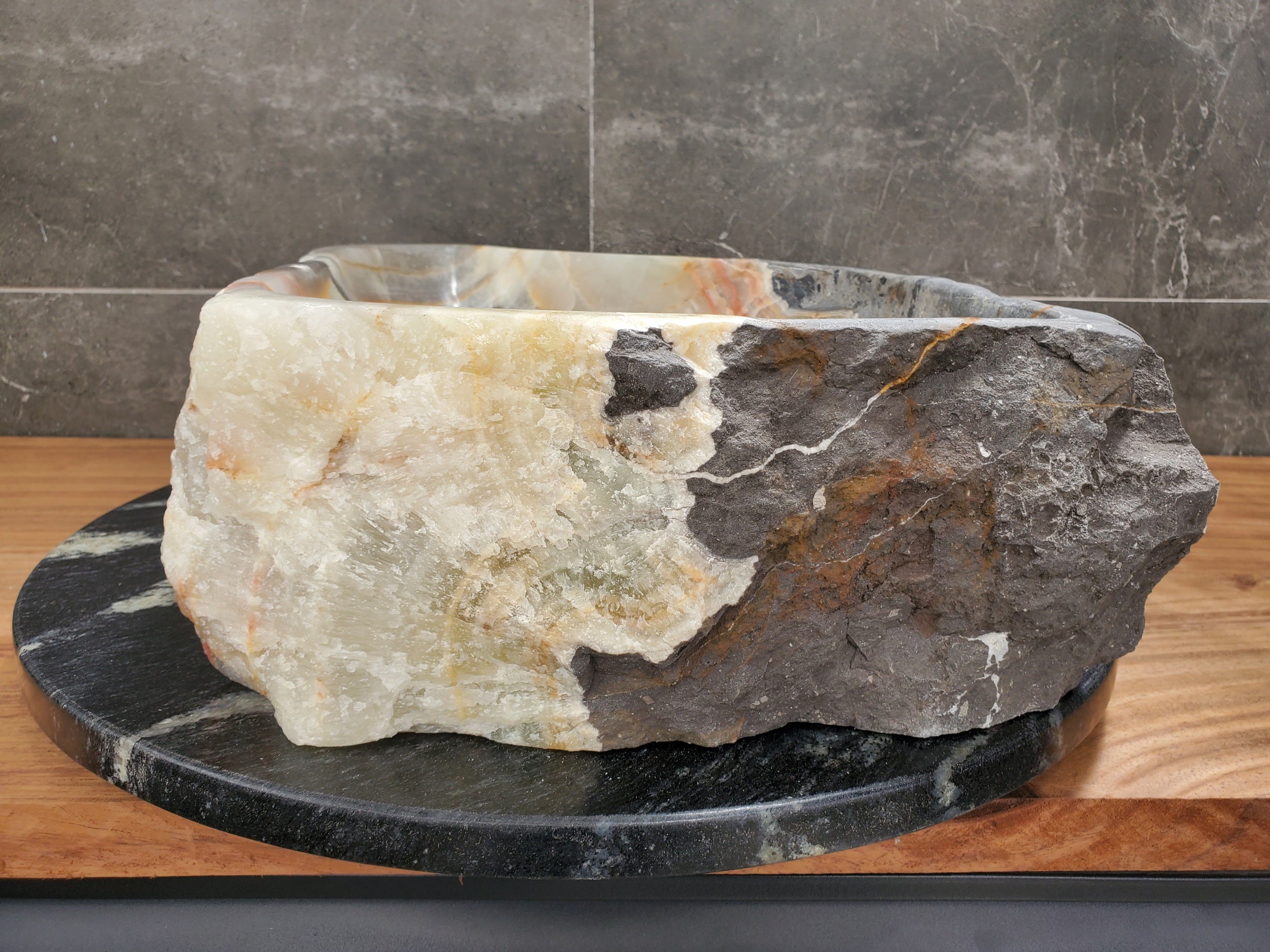S30_35 Onyx Stone Vessel Bathroom Sink