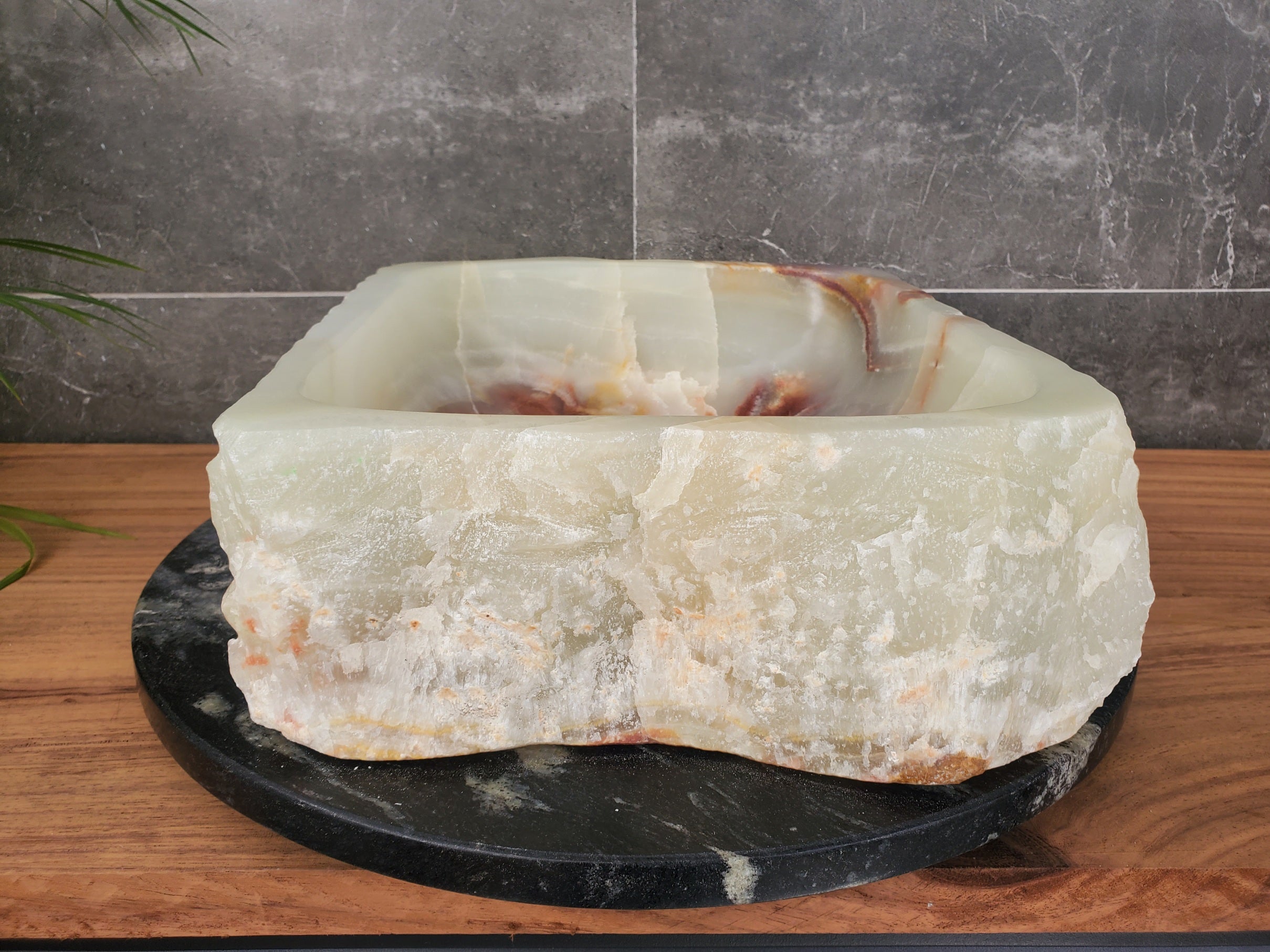 S31_20 Onyx Stone Vessel Bathroom Sink - 17.5 x 16 inch