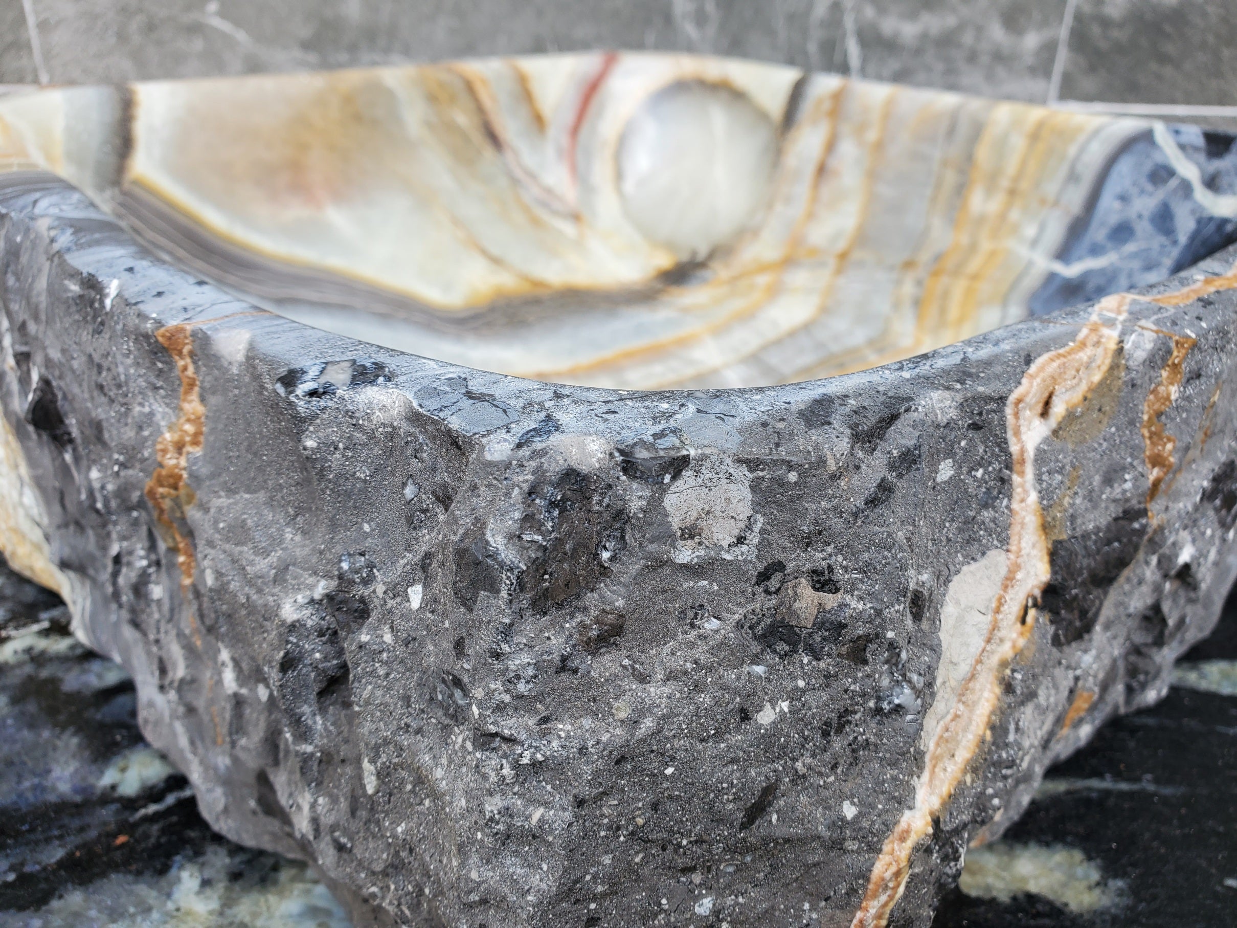 S30_24 Onyx Stone Vessel Bathroom Sink