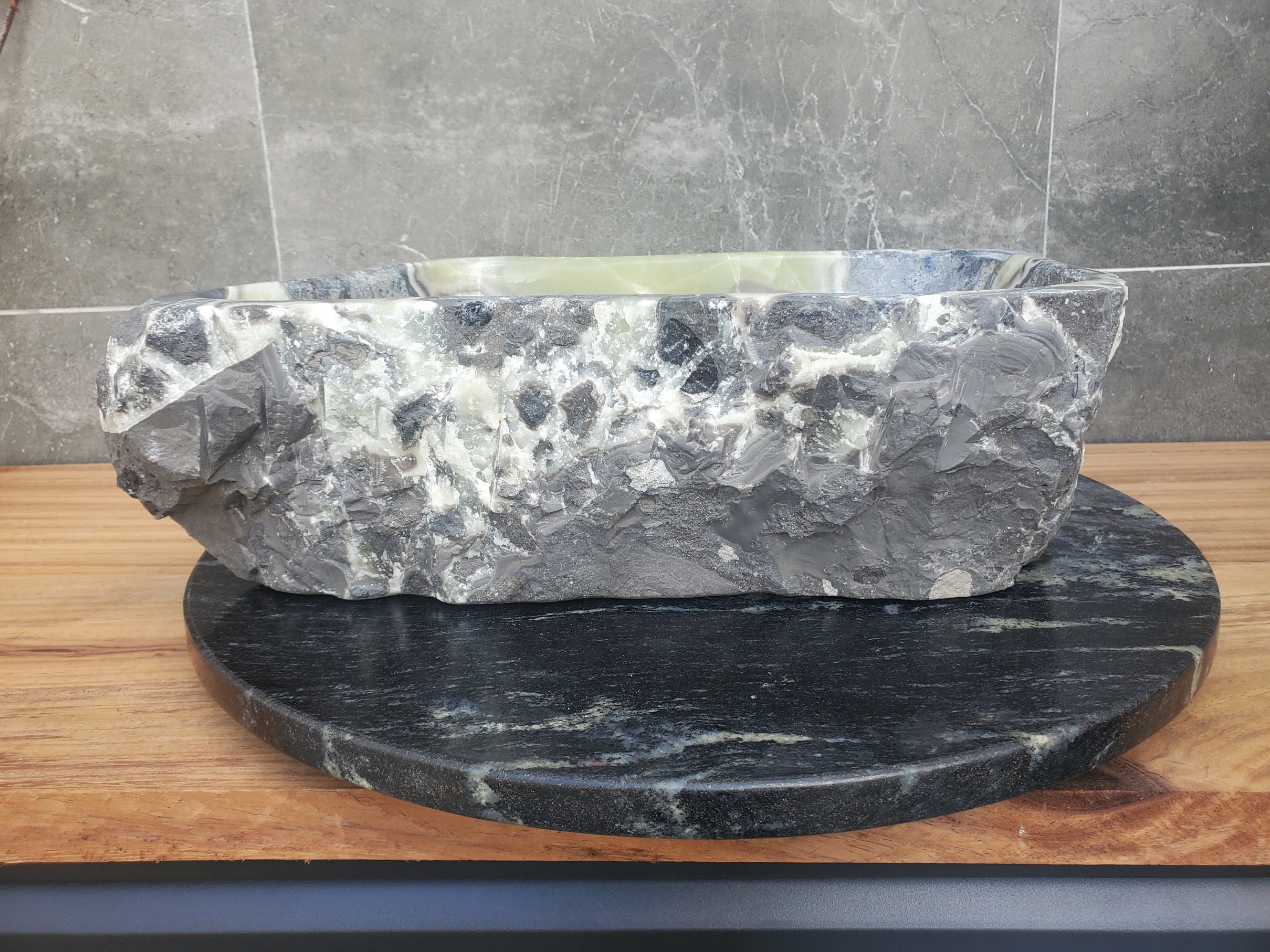 S30_21 Onyx Stone Vessel Bathroom Sink - 16.5 x 11 inch