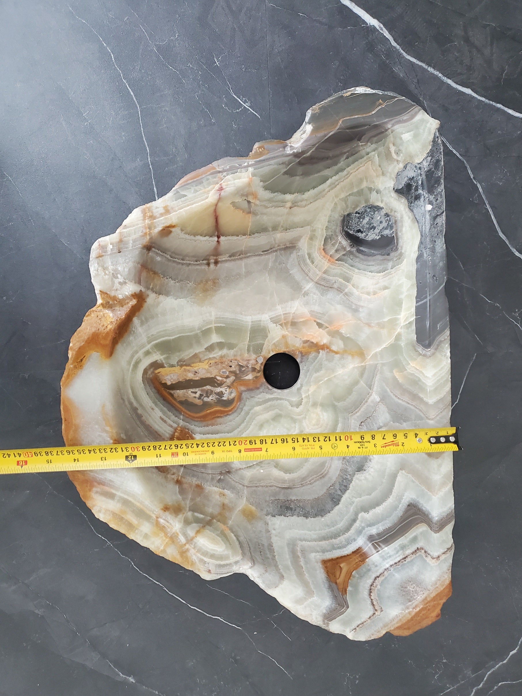 S25_14 Green Onyx Stone Vessel Bathroom Sink