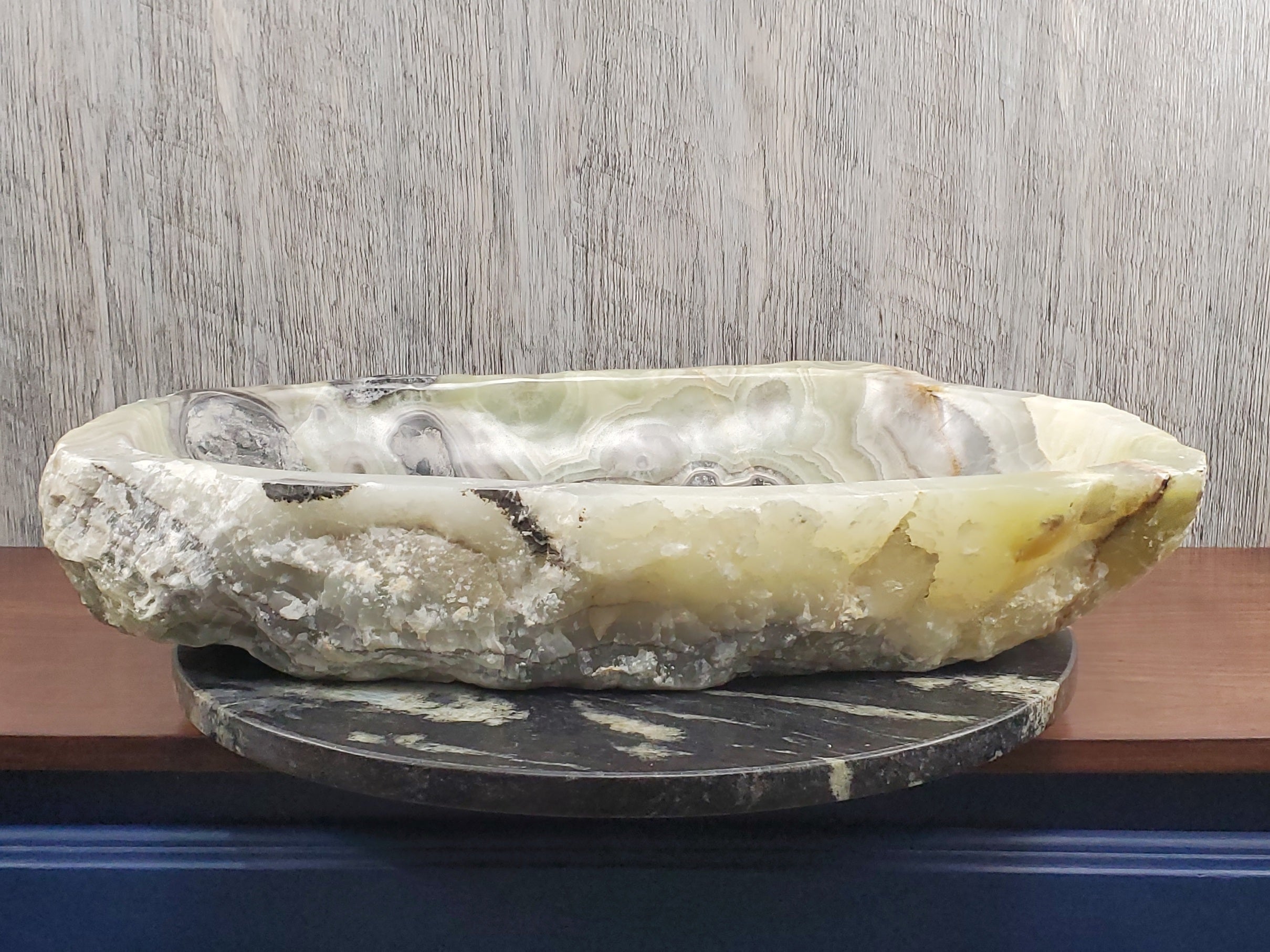 S24_16 Green Onyx Stone Vessel Bathroom Sink