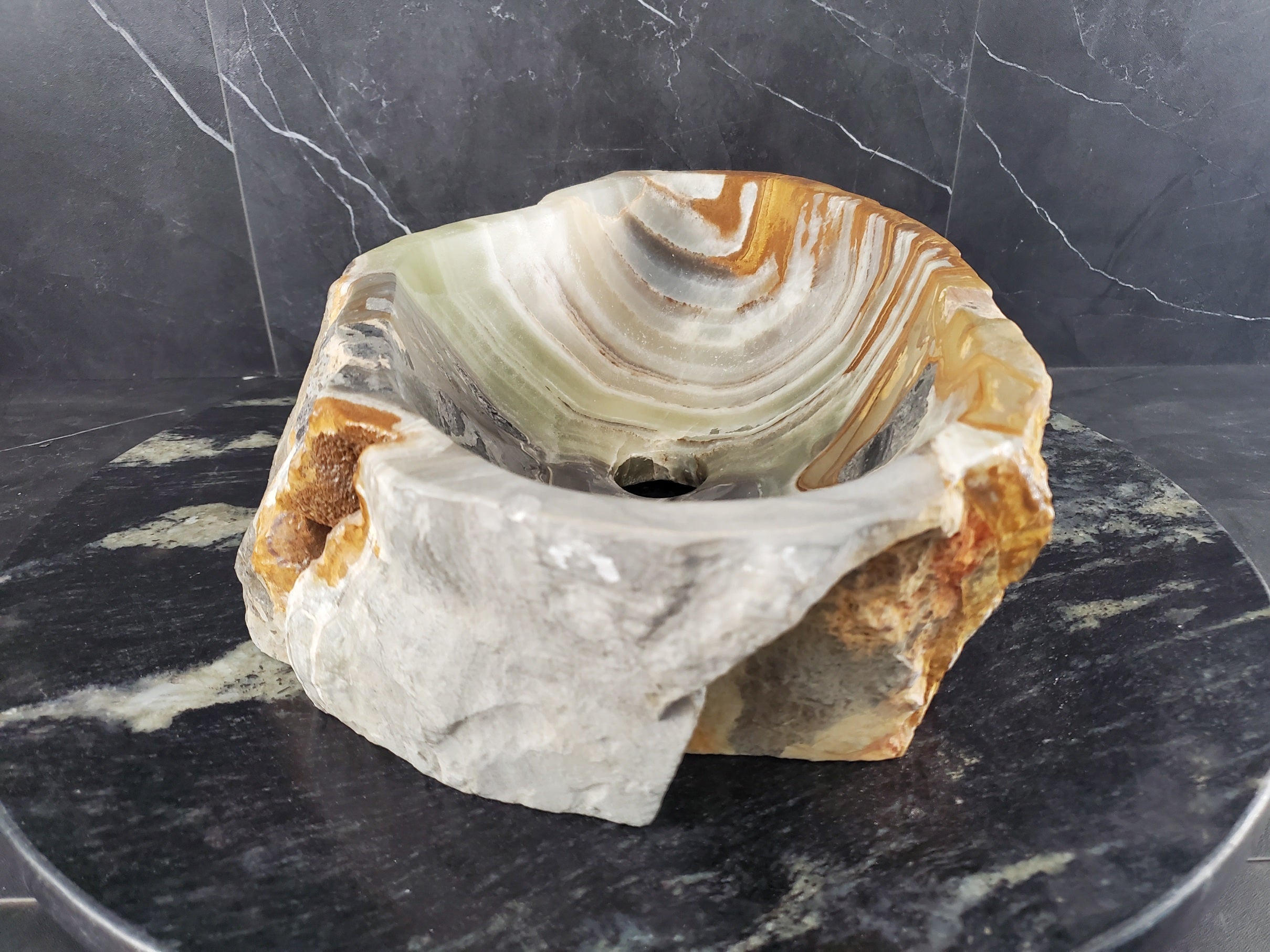 S25_17 Onyx Stone Vessel Bathroom Sink