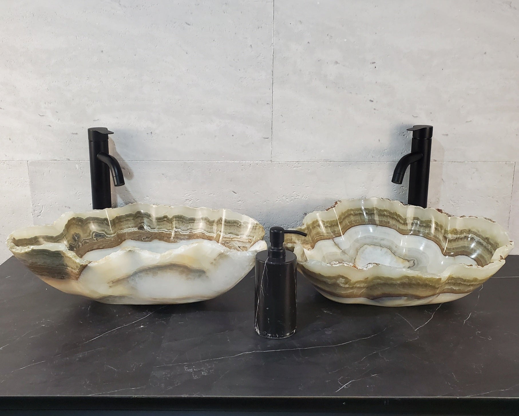 SET1036 Onyx Stone Master Bath Set of 2 (Two) Vessel Sinks