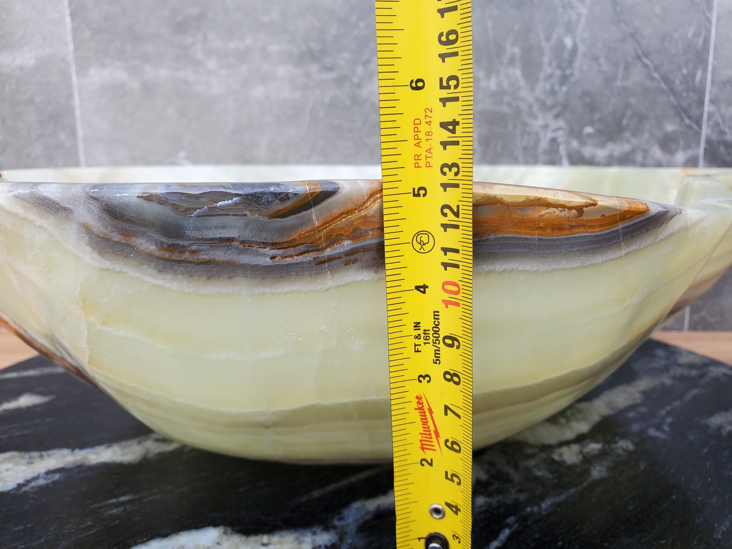 S30_14 Onyx Stone Vessel Bathroom Sink - 17.5 x 16 inch