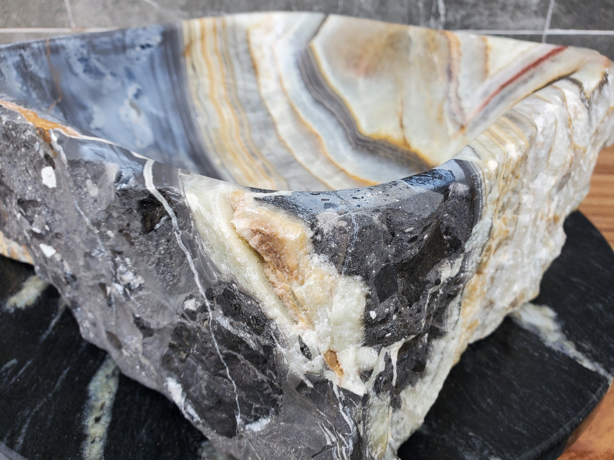 S30_24 Onyx Stone Vessel Bathroom Sink