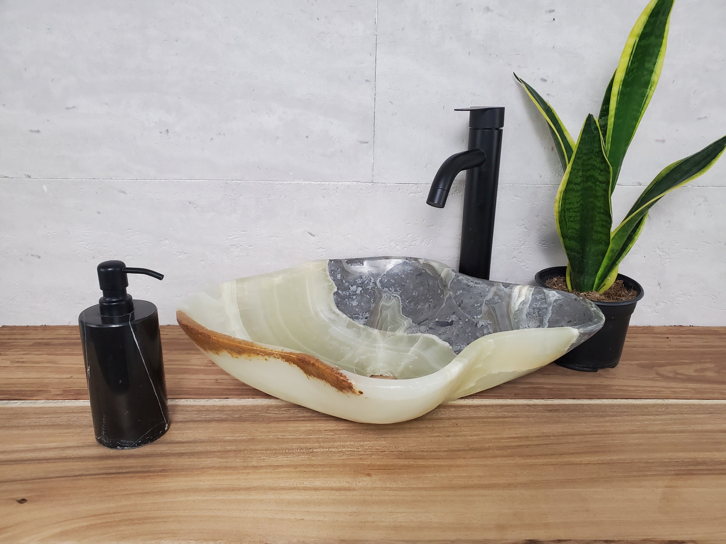 S28_07 Onyx Stone Vessel Bathroom Sink