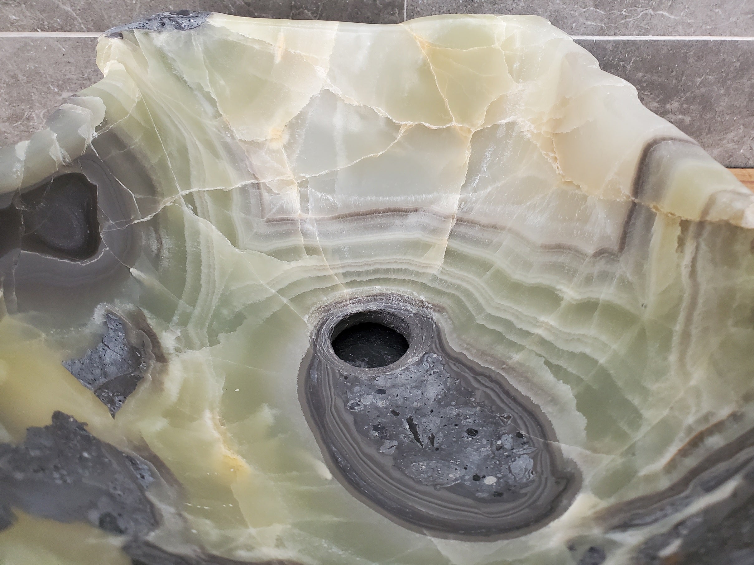 S31_25 Onyx Stone Vessel Bathroom Sink - 16 x 11.5 inch