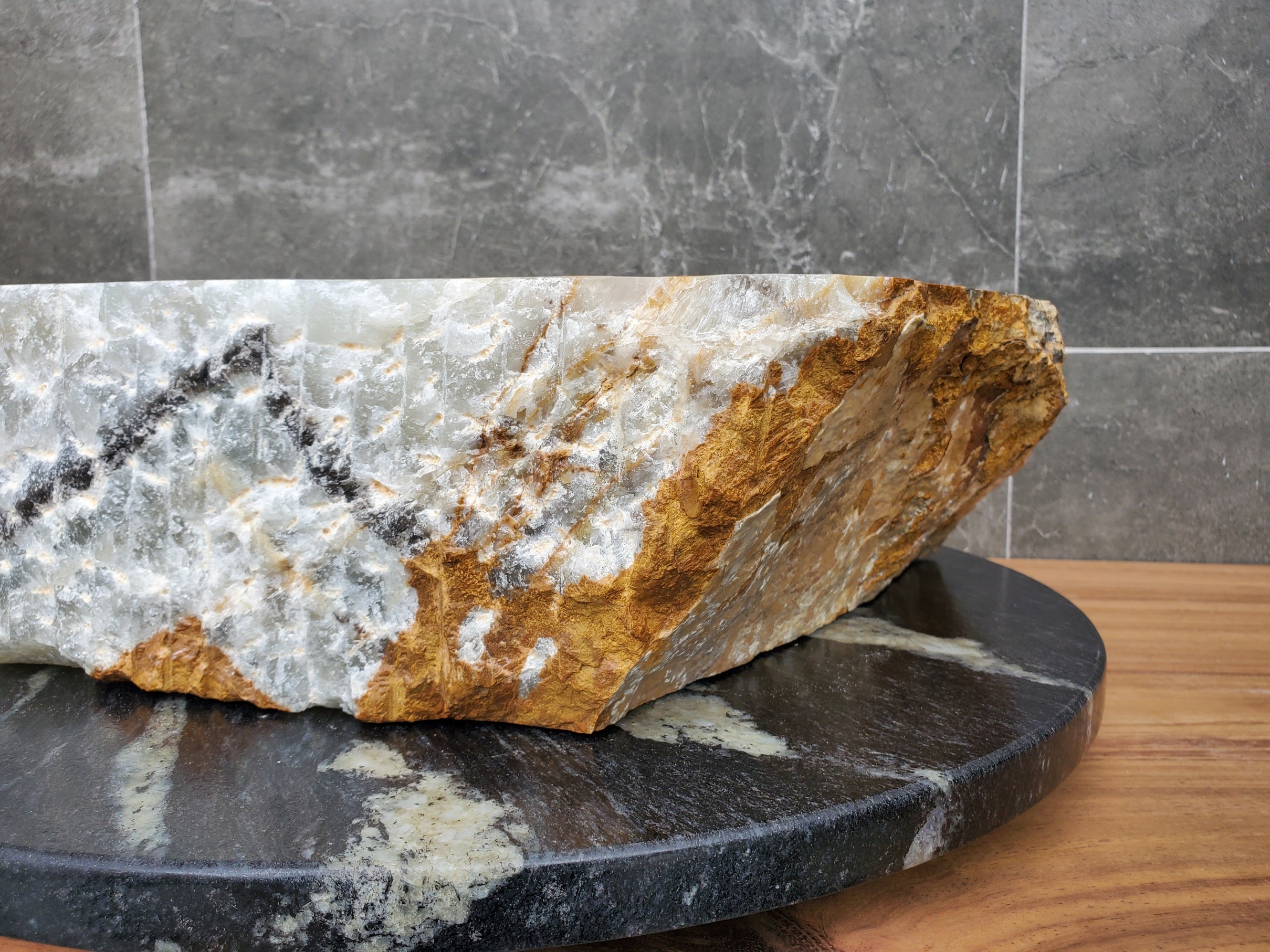 S29_33 Onyx Stone Vessel Bathroom Sink - 18 x 12.5 inch