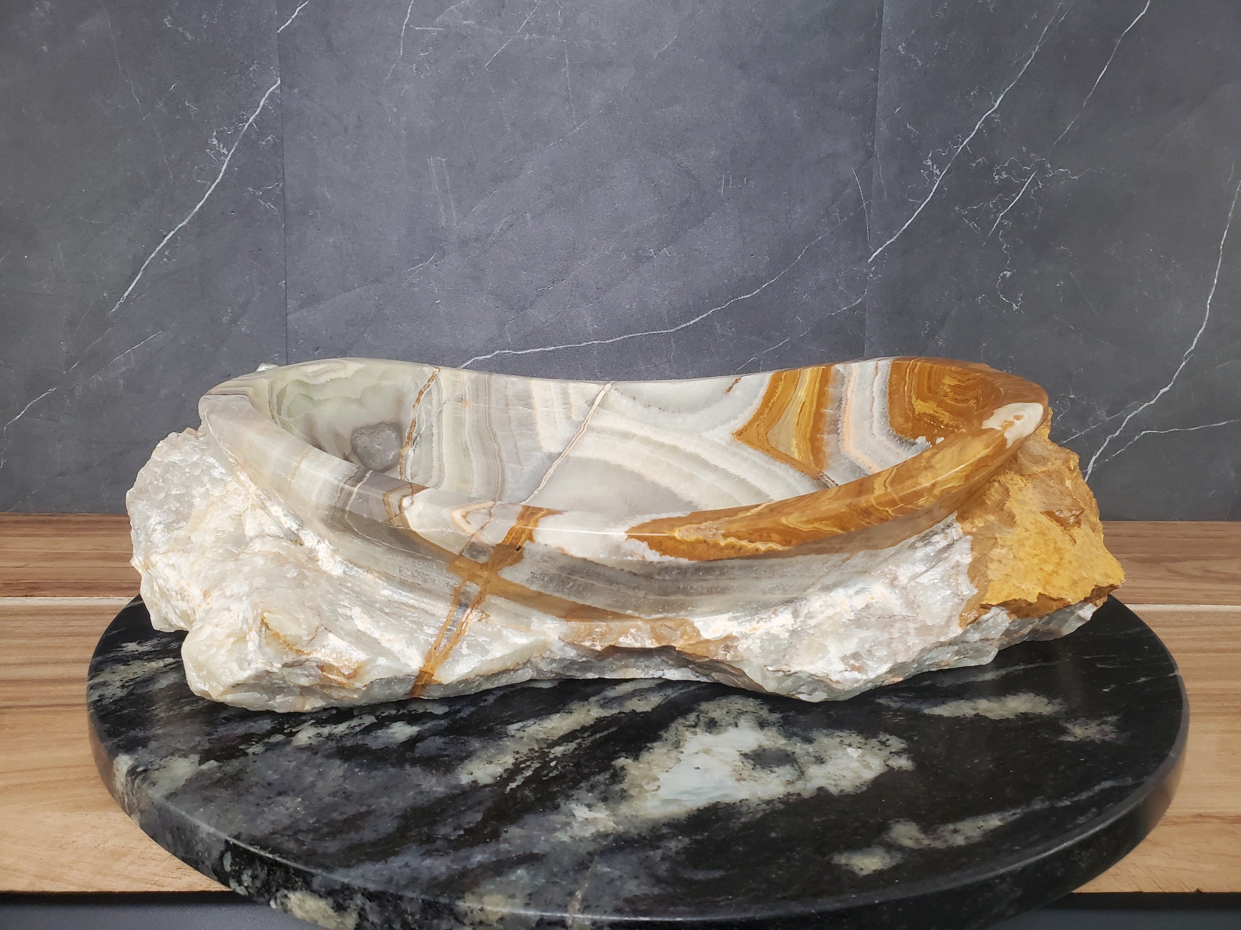 S28_11 Onyx Stone Vessel Bathroom Sink - 17 x 12.5 inch