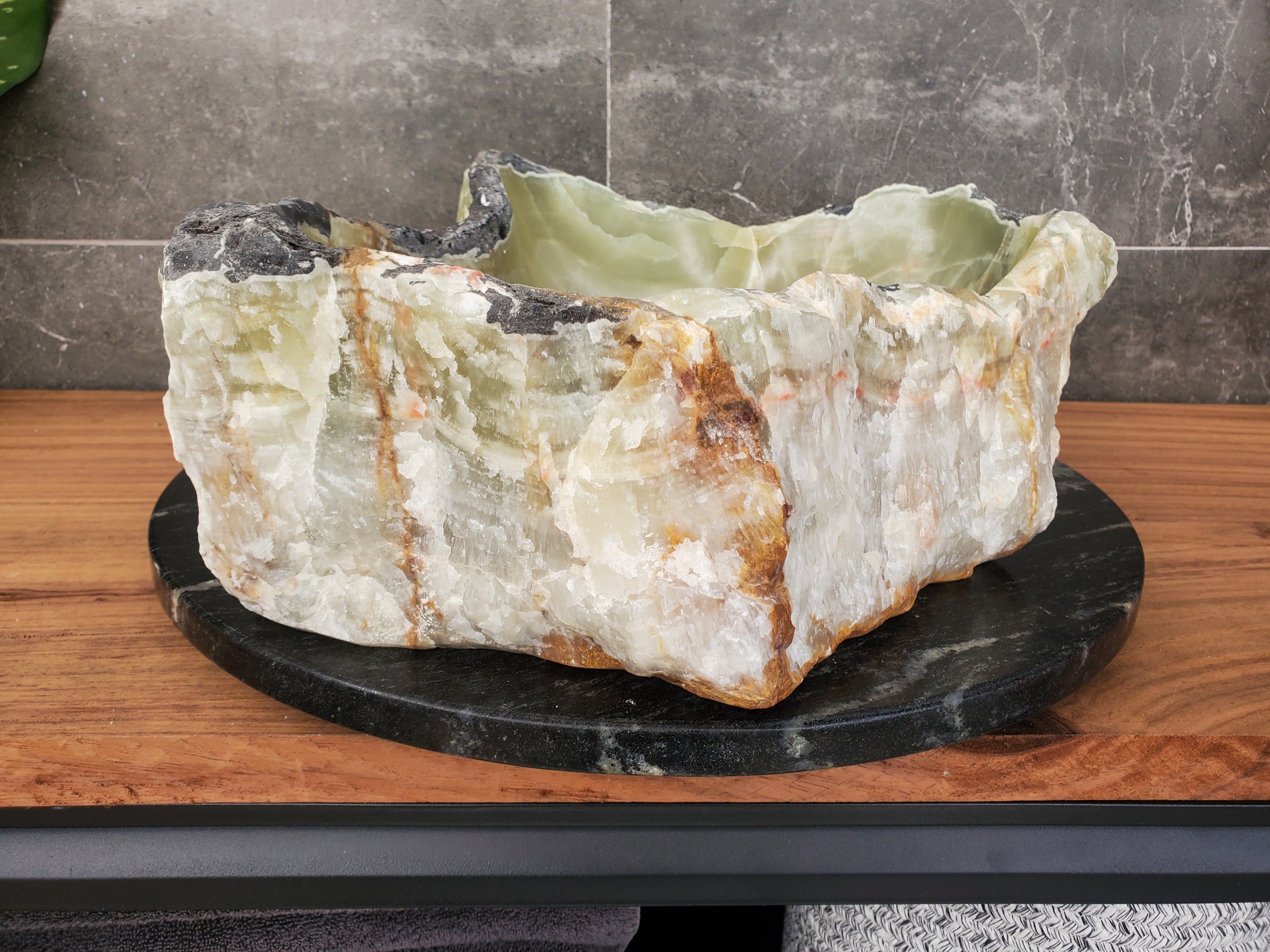 S31_17 Onyx Stone Vessel Bathroom Sink - 17.5 x 14 inch