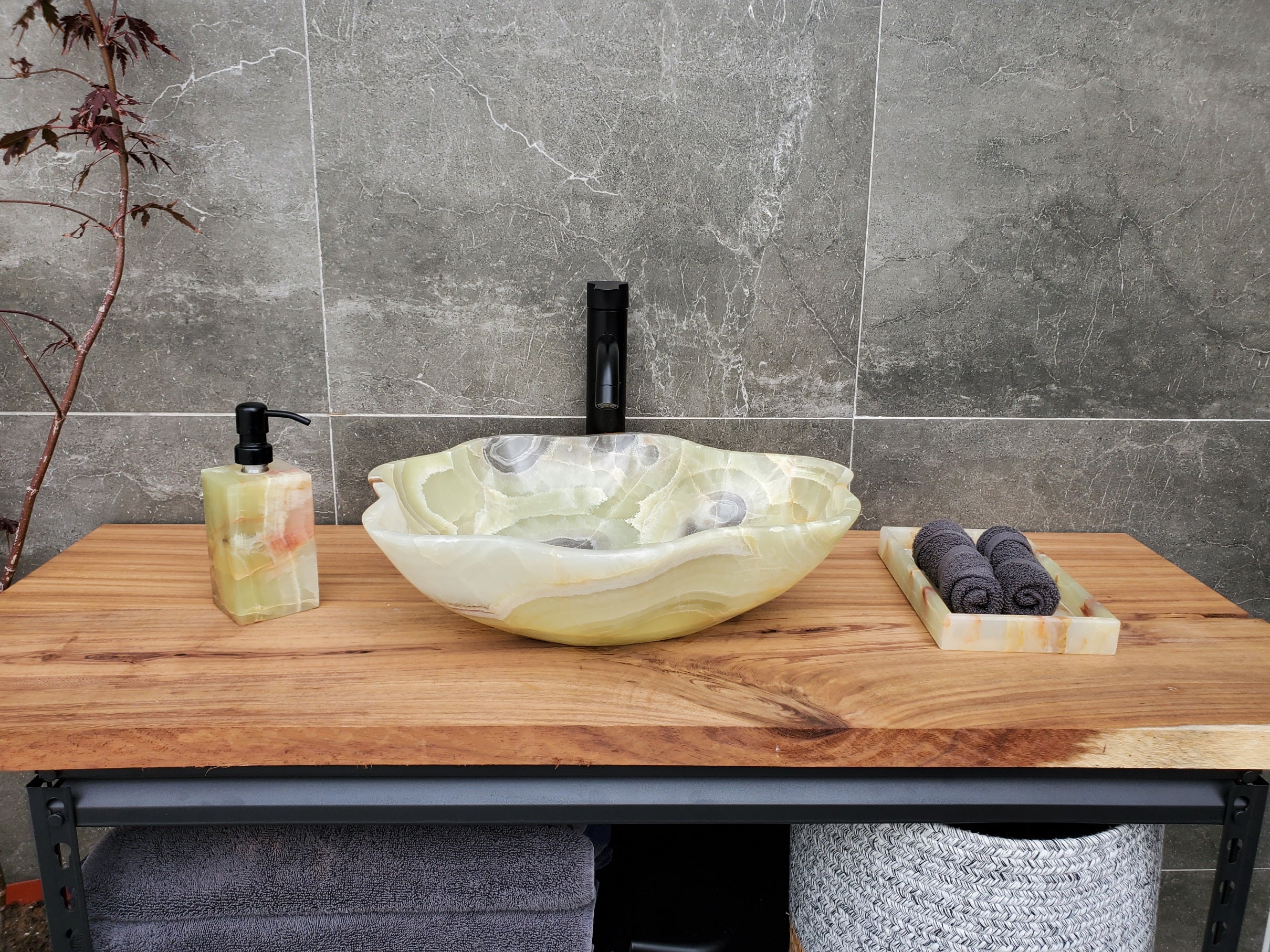 S30_13 Onyx Stone Vessel Bathroom Sink