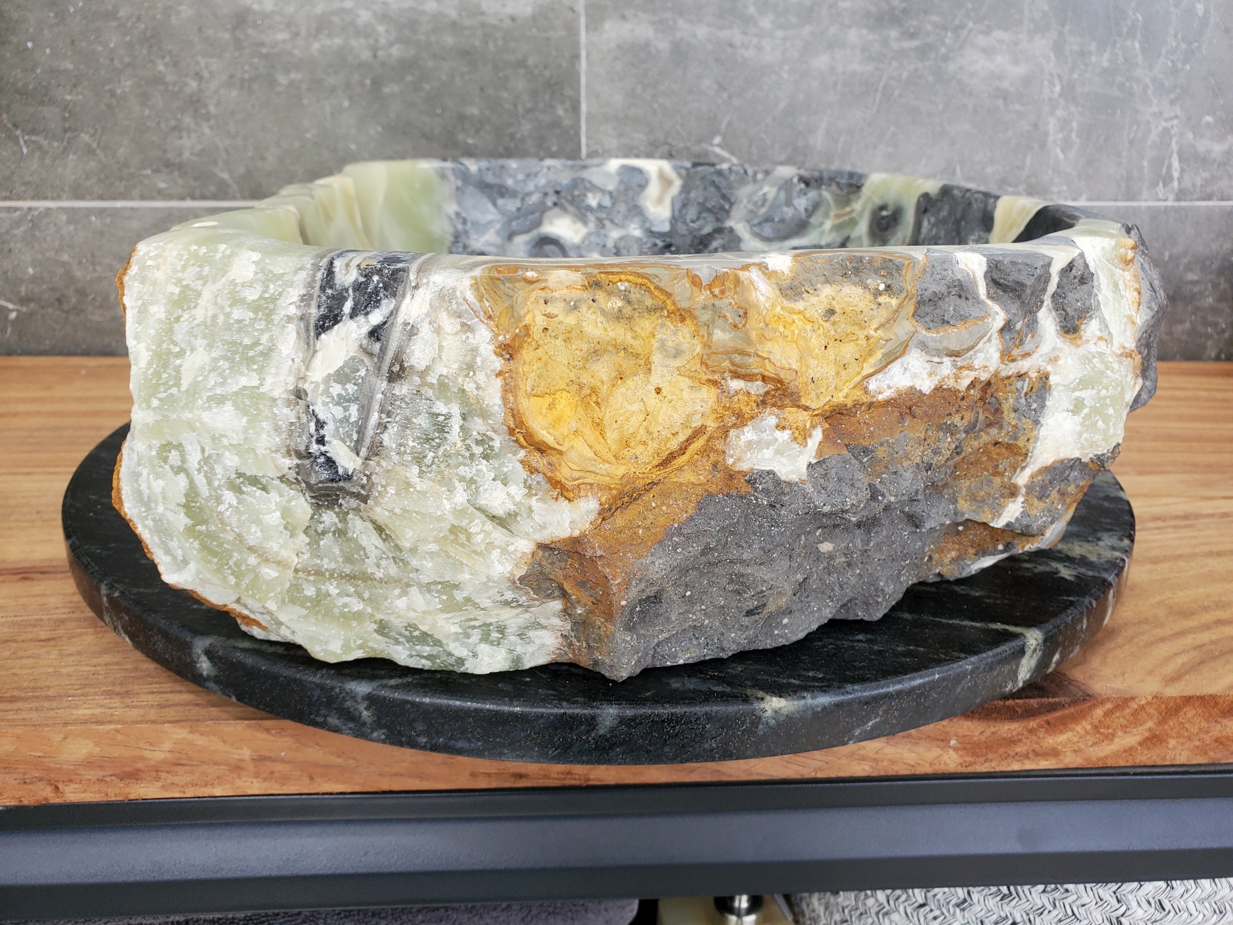 S31_14 Onyx Stone Vessel Bathroom Sink - 20 x 15 inch