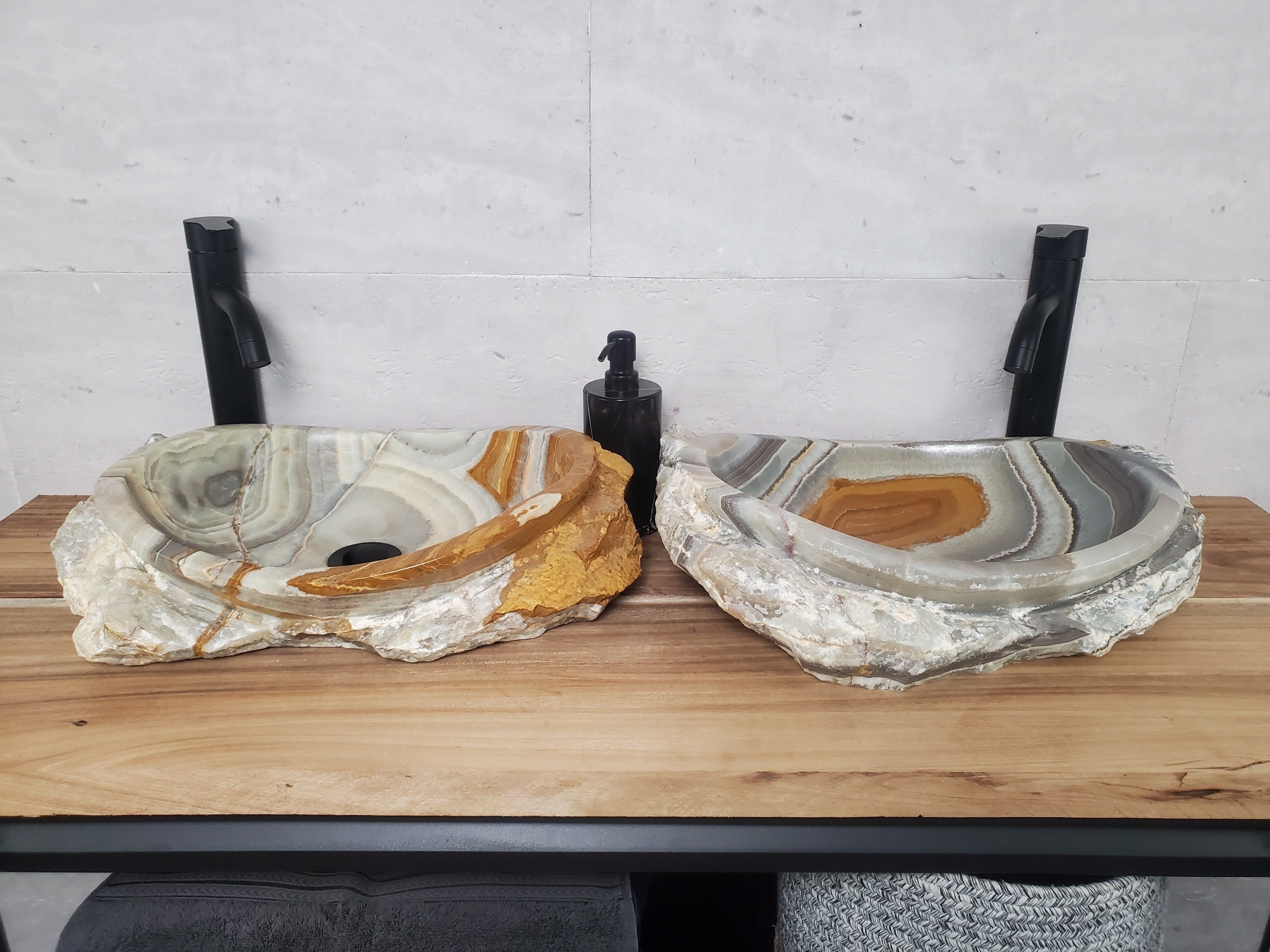 SET1039 Onyx Stone Vessel Bathroom Sink (Set of Two)