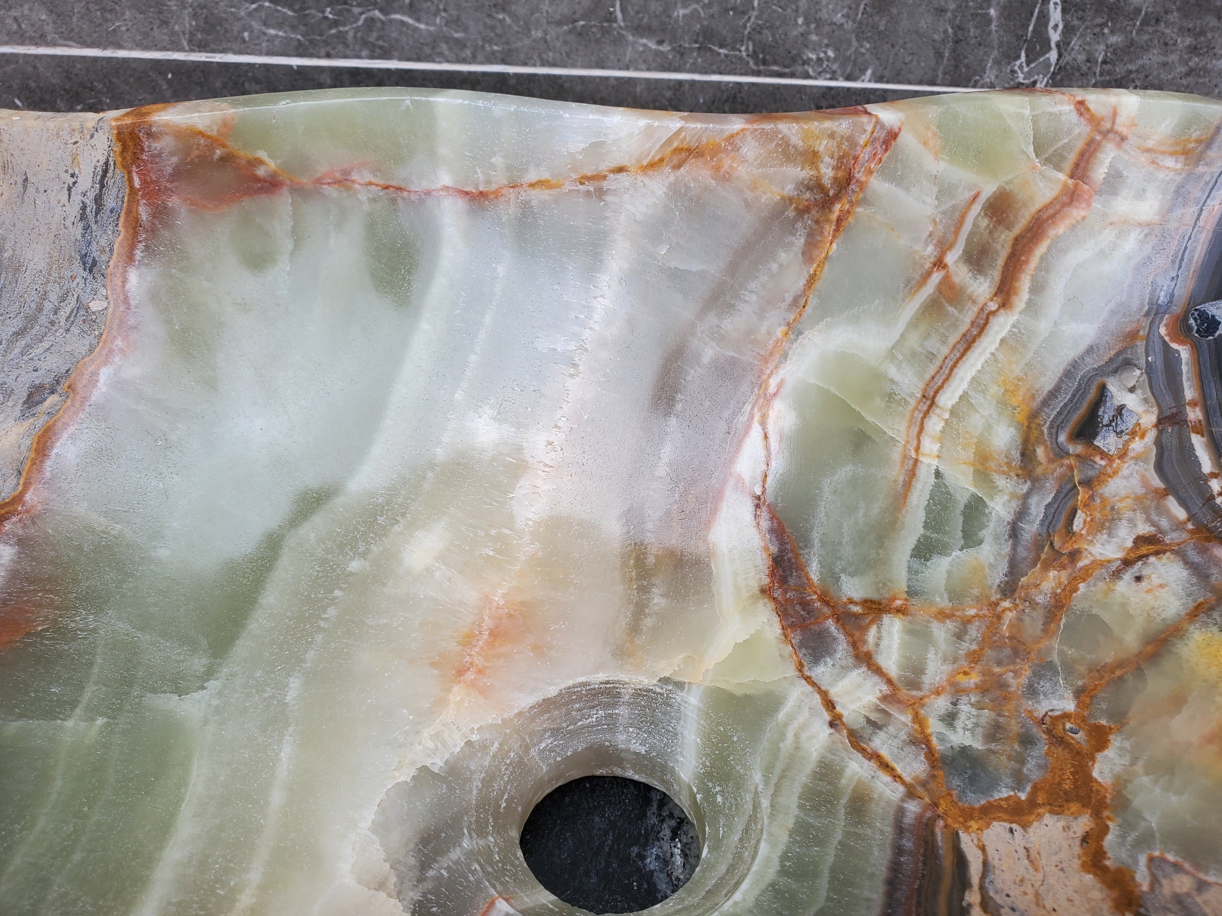 S30_31 Onyx Stone Vessel Bathroom Sink - 18.5 x 12 inch
