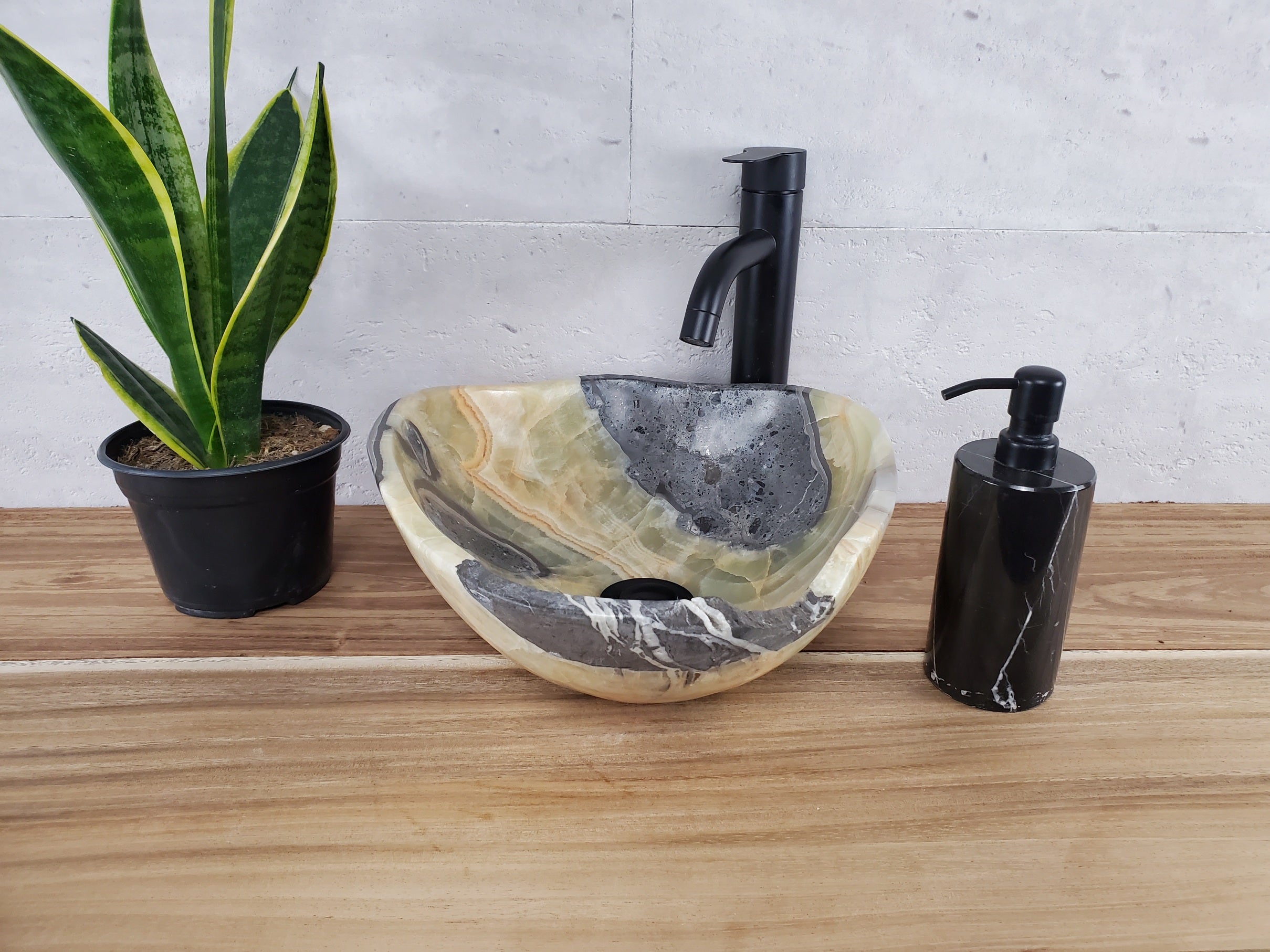 S28_26 Onyx Stone Vessel Bathroom Sink