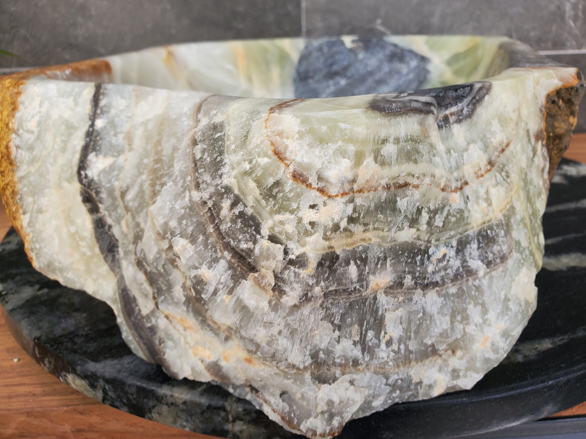 S31_23 Onyx Stone Vessel Bathroom Sink - 18 x 15 inch