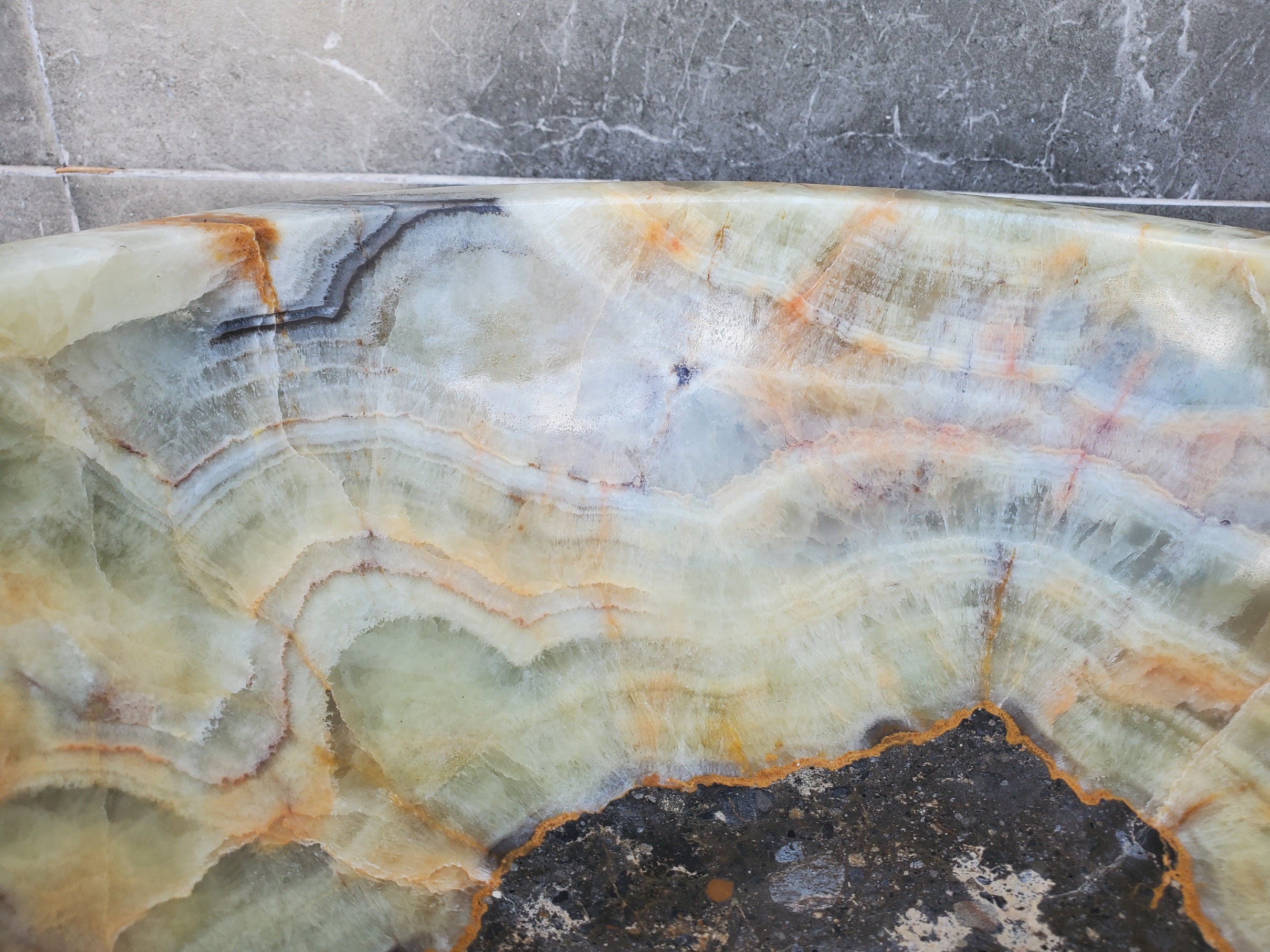 S29_28 Onyx Stone Vessel Bathroom Sink - 15 x 15 inch