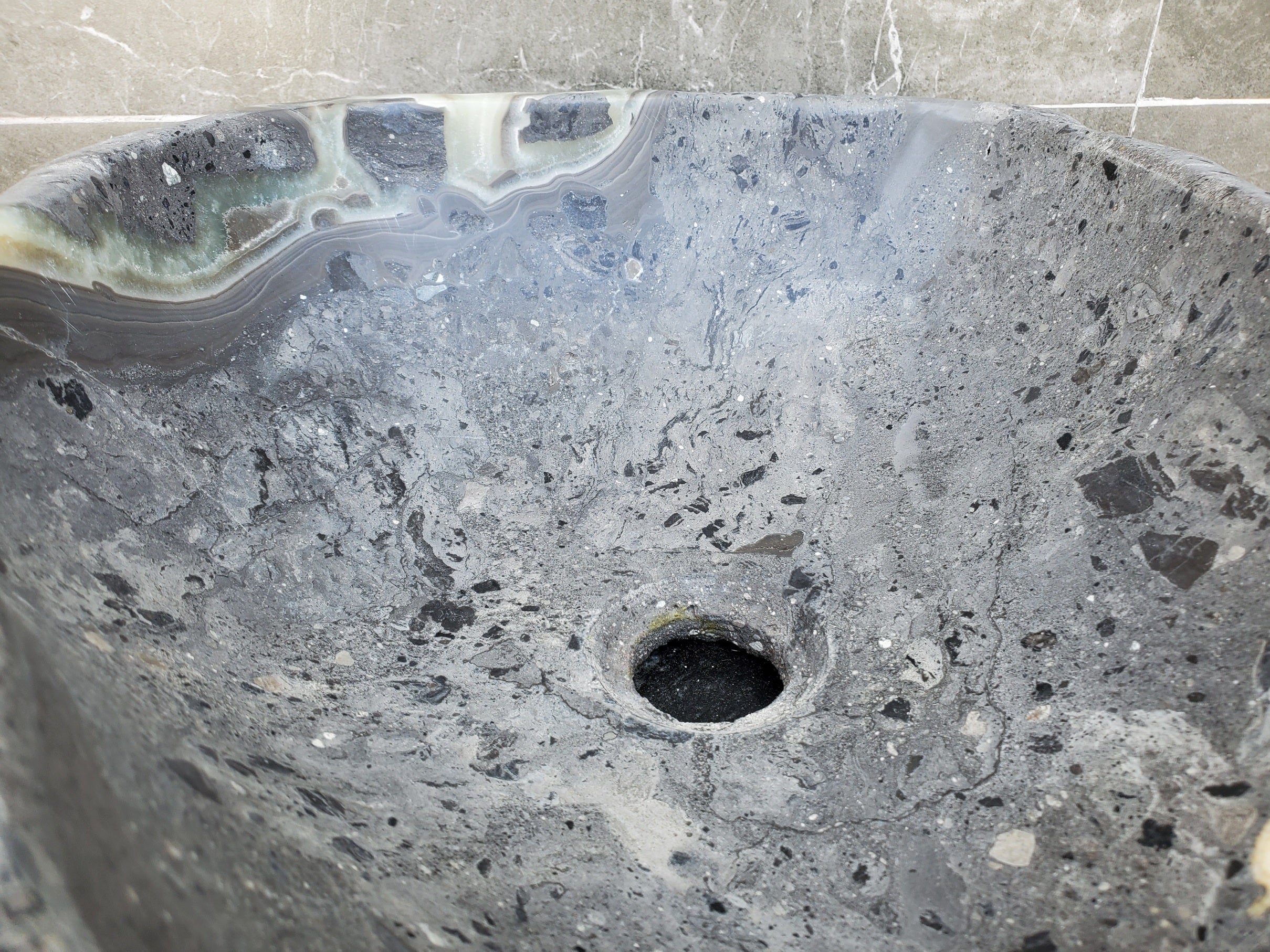 S30_23 Onyx Stone Vessel Bathroom Sink - 17.5 x 14 inch