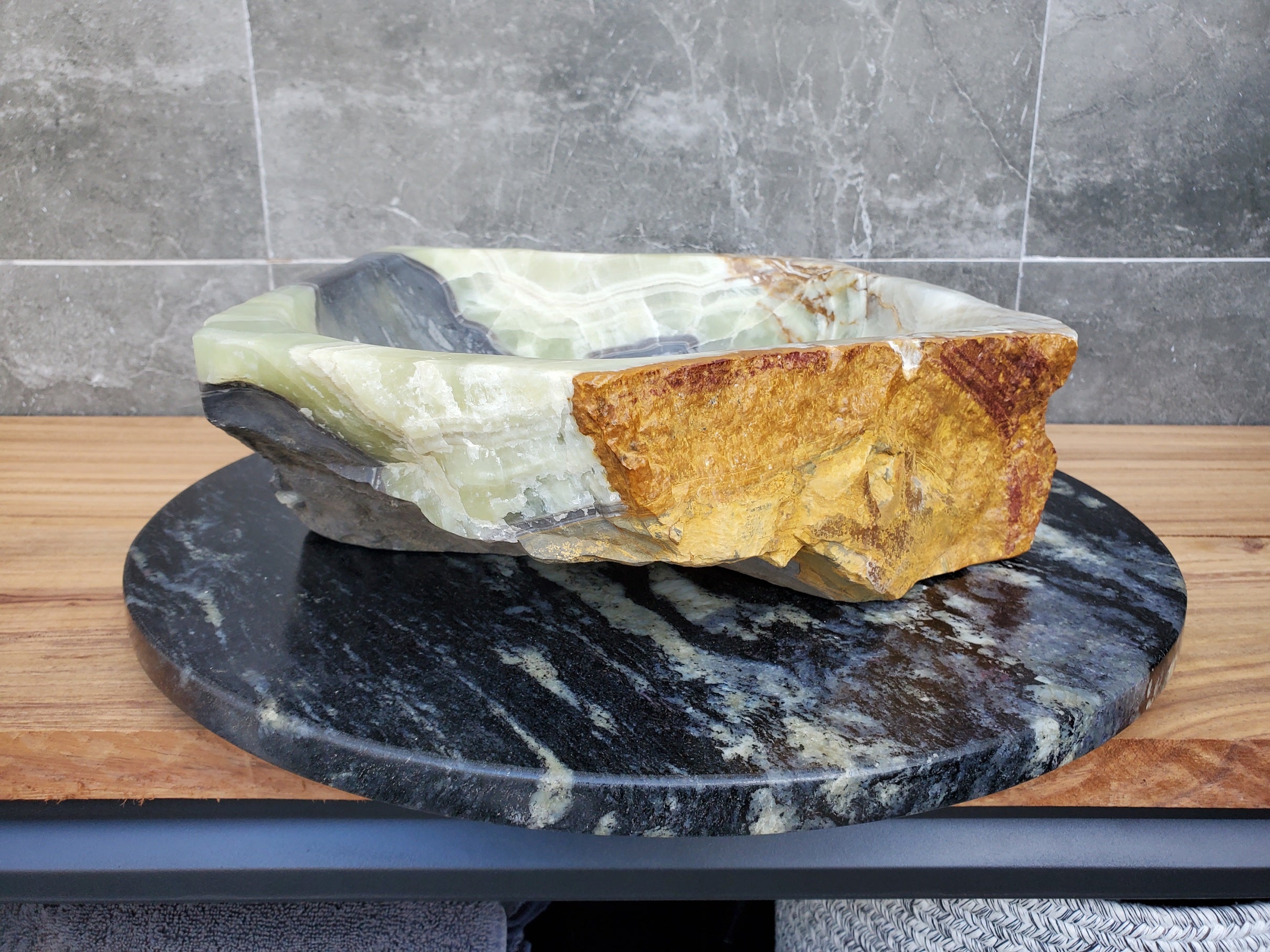 S30_19 Onyx Stone Vessel Bathroom Sink