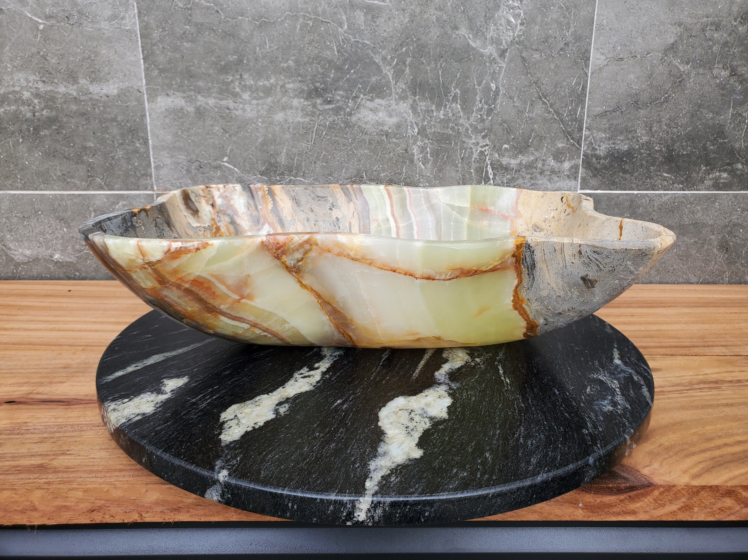 S30_31 Onyx Stone Vessel Bathroom Sink - 18.5 x 12 inch