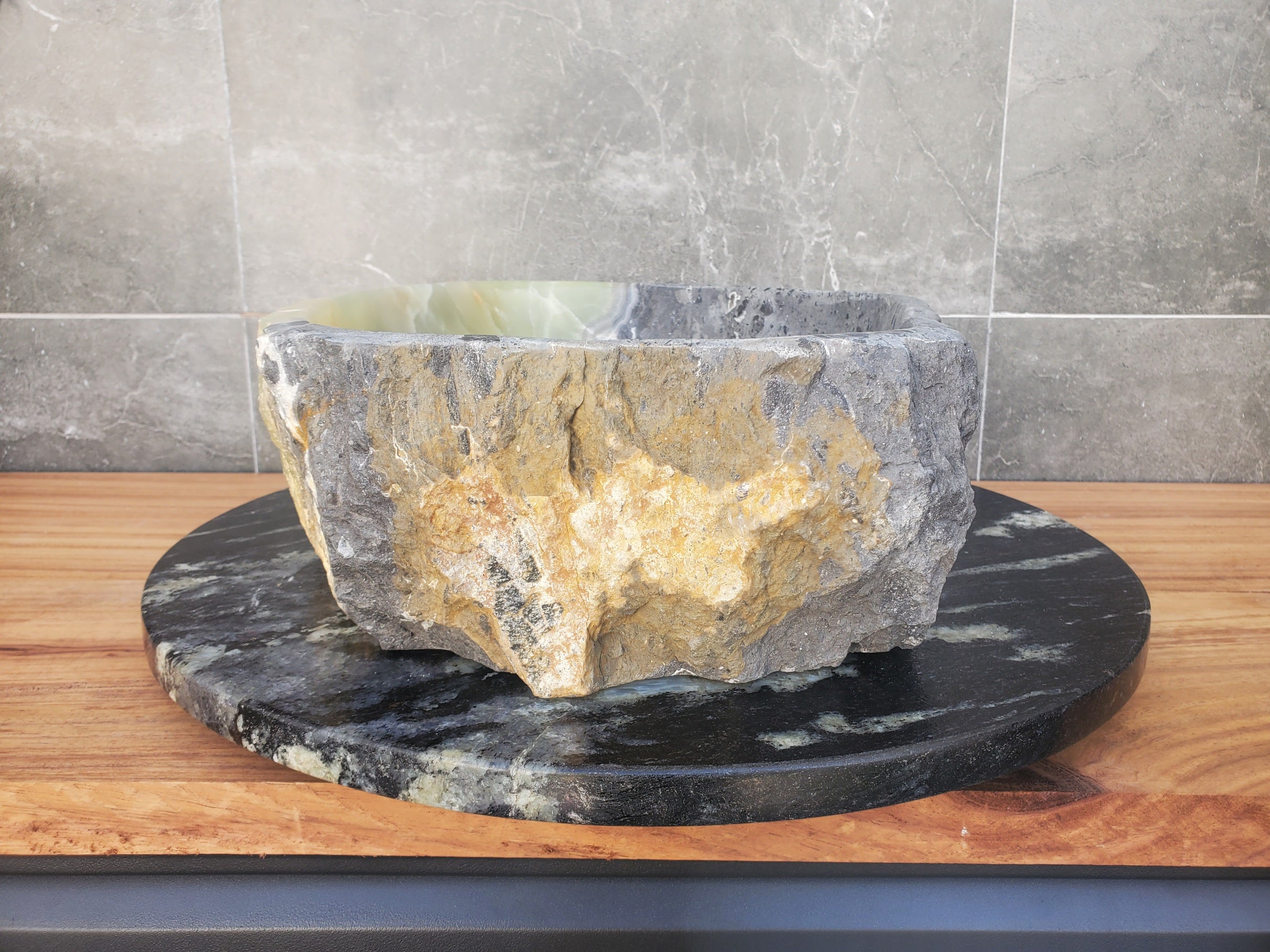 S30_20 Onyx Stone Vessel Bathroom Sink - 16.5 x 13 inch
