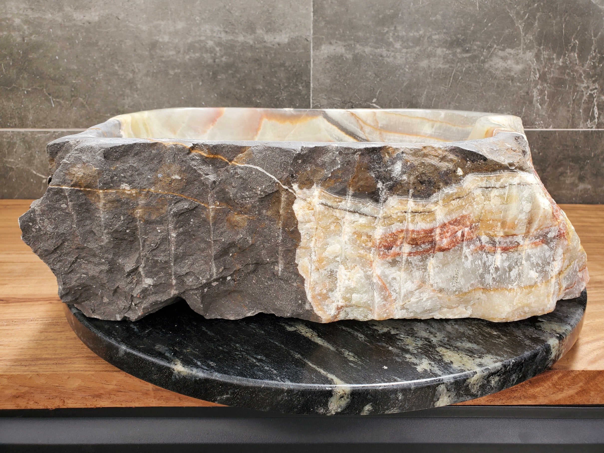 S30_35 Onyx Stone Vessel Bathroom Sink
