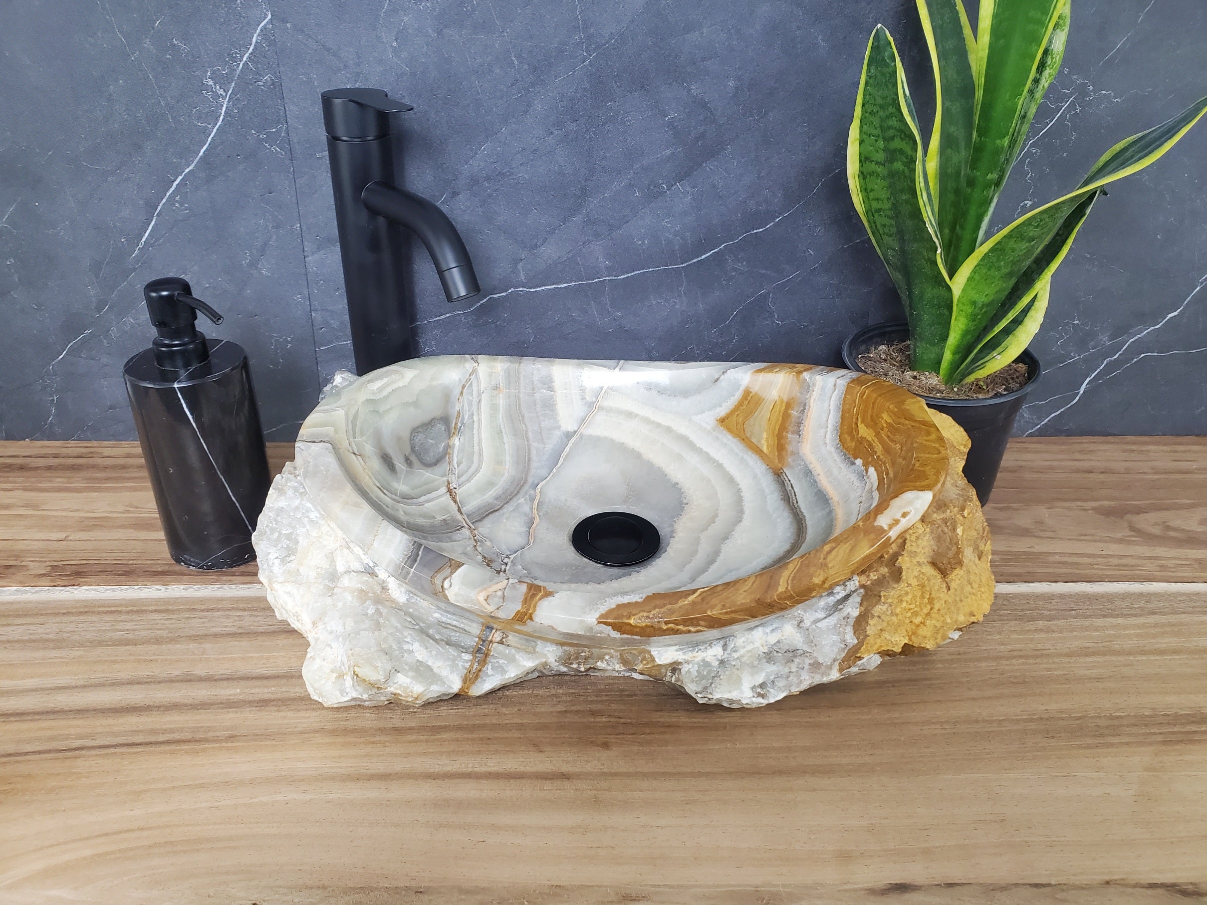 S28_11 Onyx Stone Vessel Bathroom Sink
