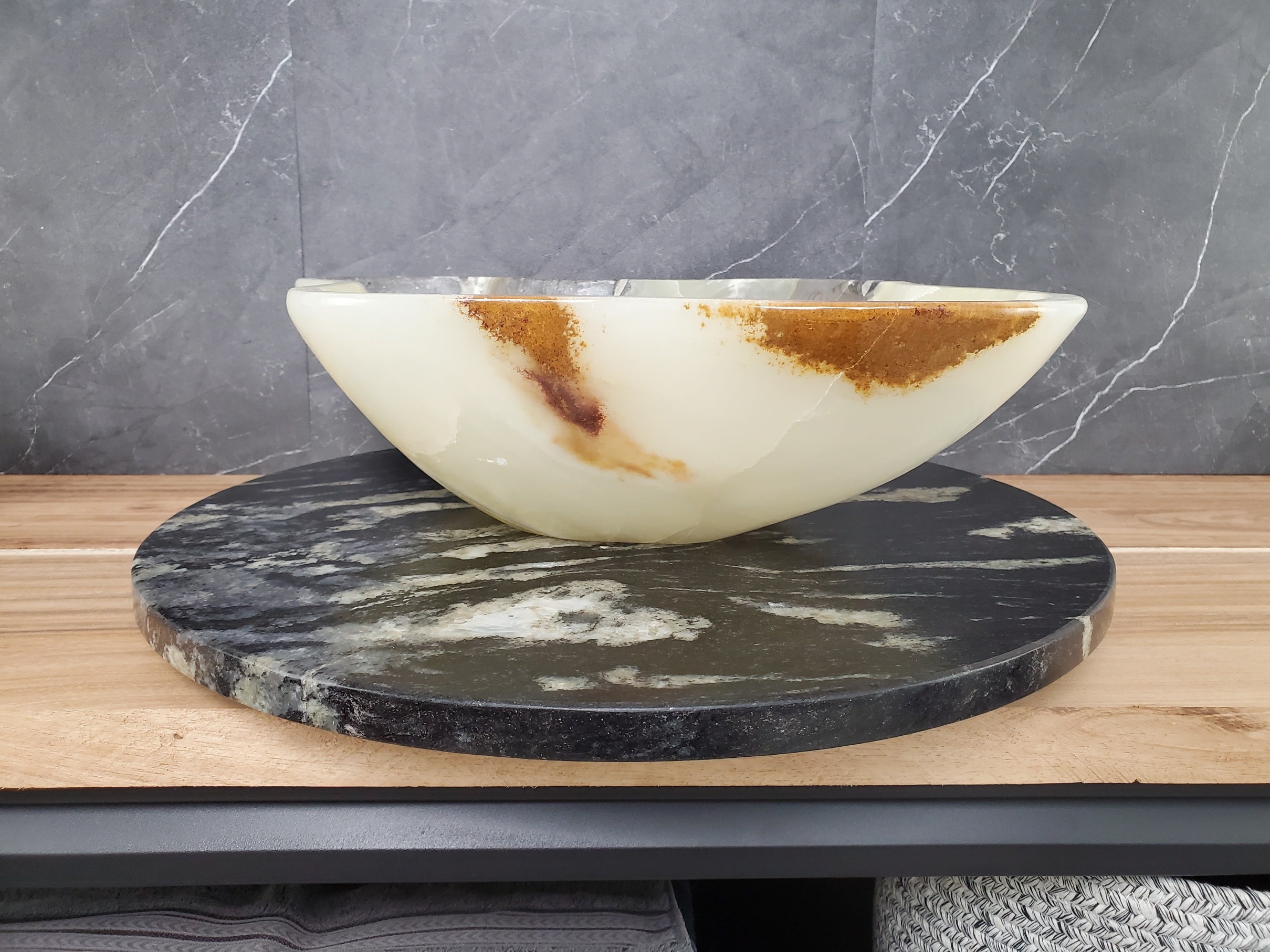 S28_08 Onyx Stone Vessel Bathroom Sink - 19 x 15.5 inch