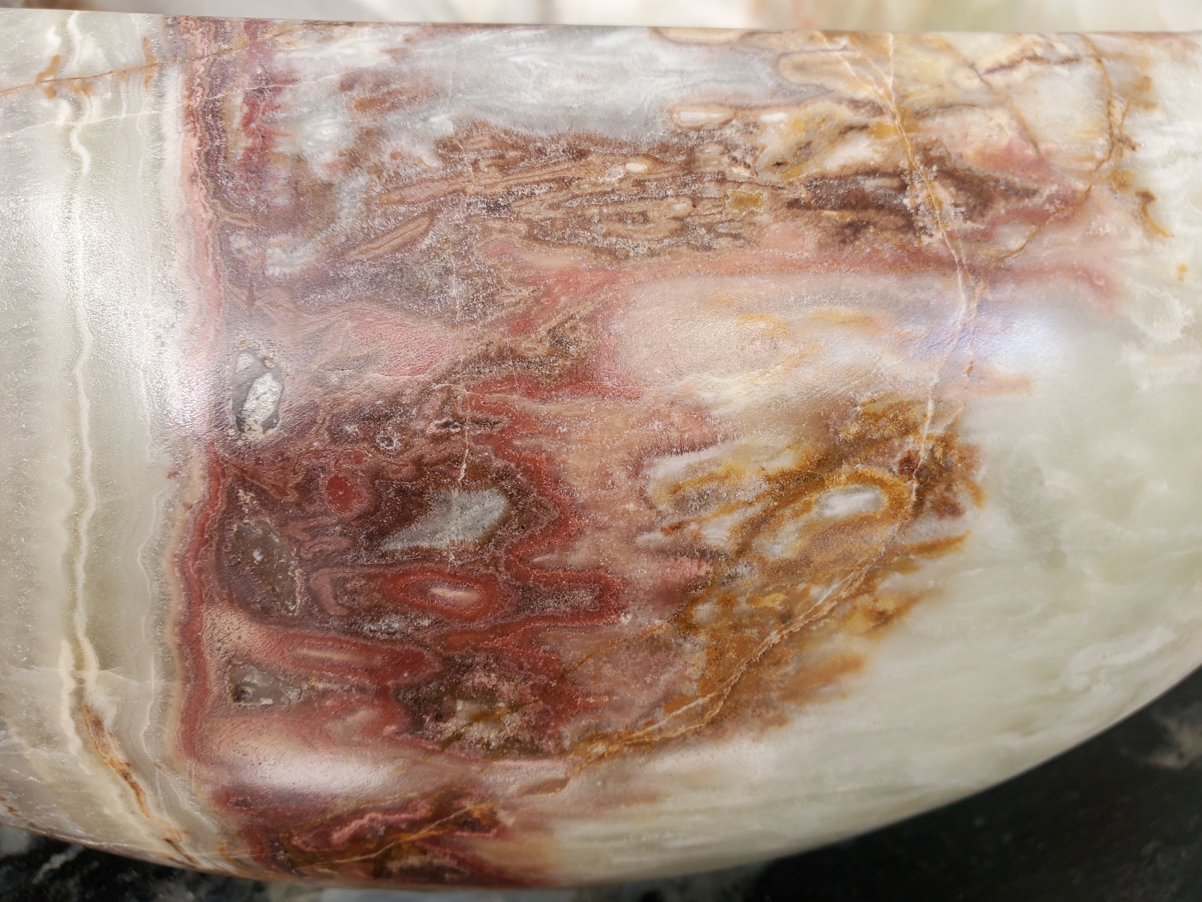 S31_16 Onyx Stone Vessel Bathroom Sink - Round