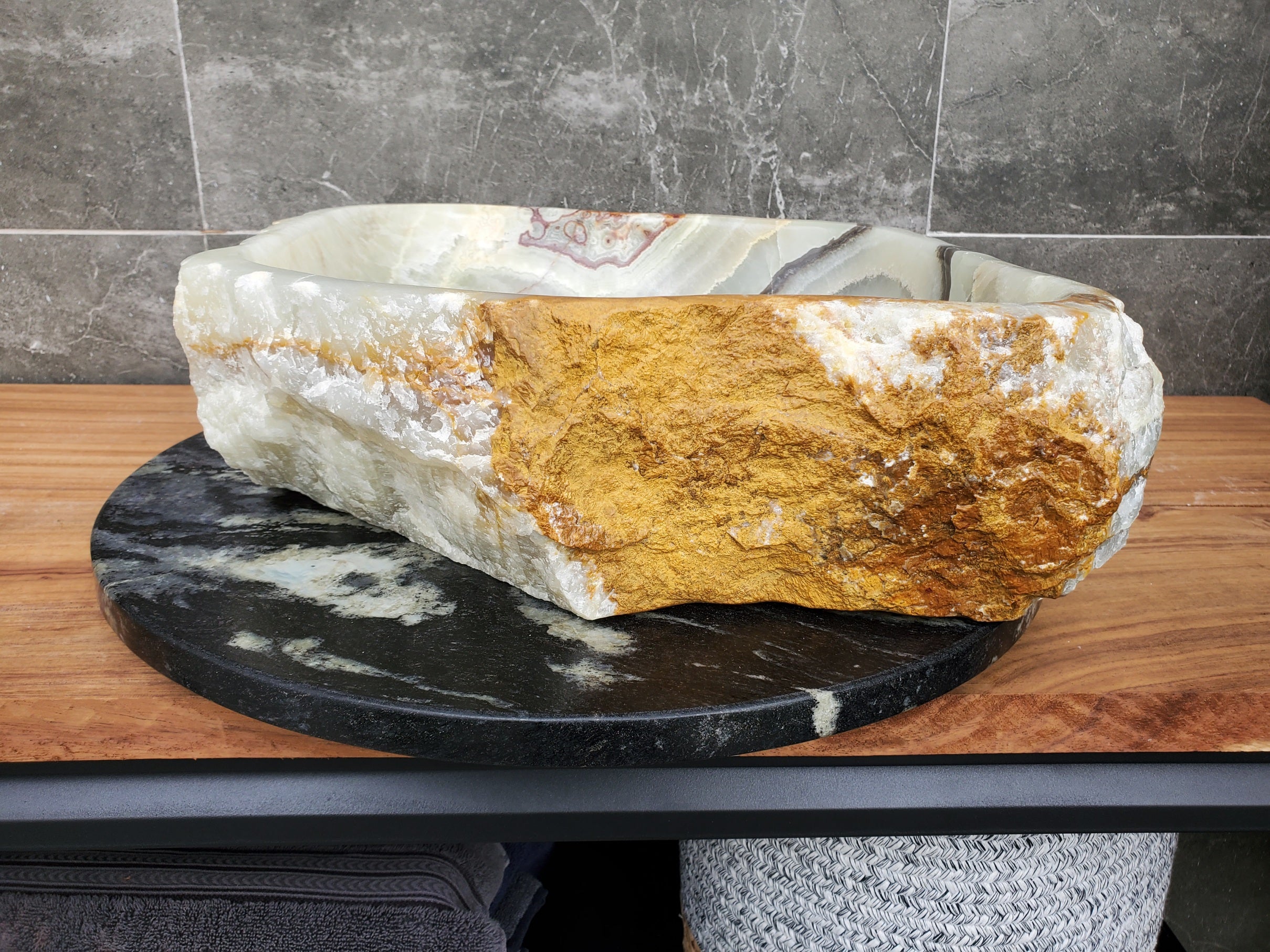 S30_29 Onyx Stone Vessel Bathroom Sink