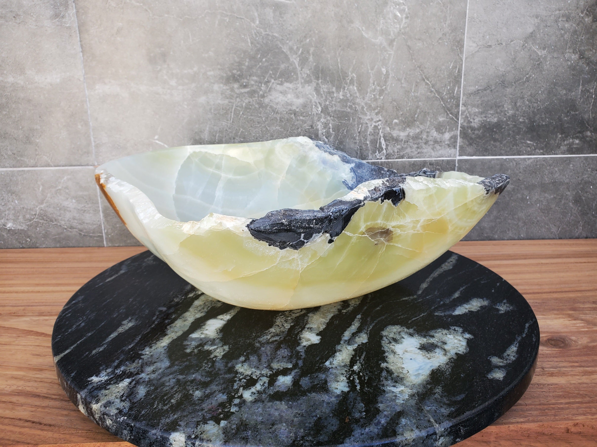 S29_19 Onyx Stone Vessel Bathroom Sink - 18 x 15 inch
