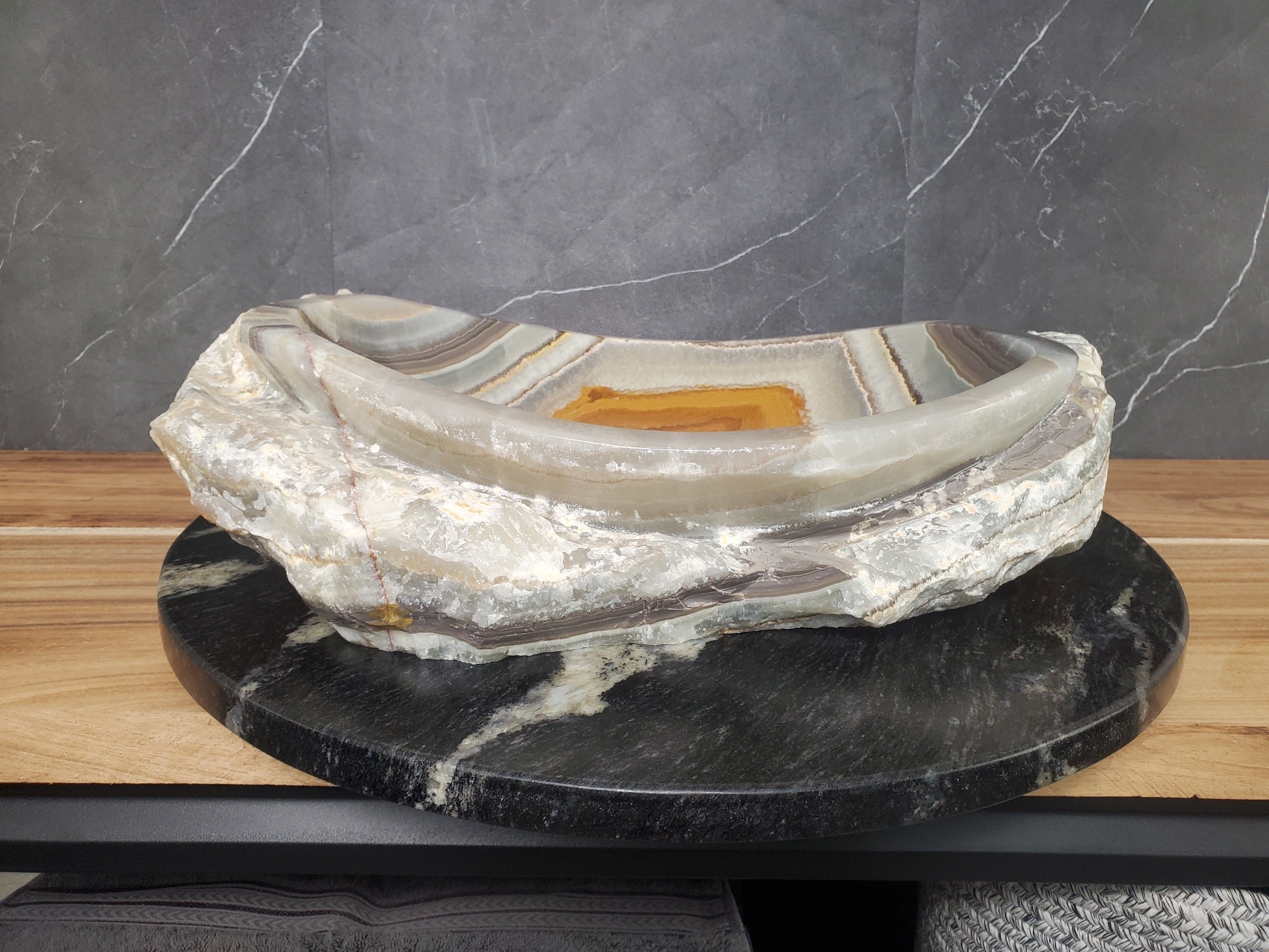 S28_12 Onyx Stone Vessel Bathroom Sink