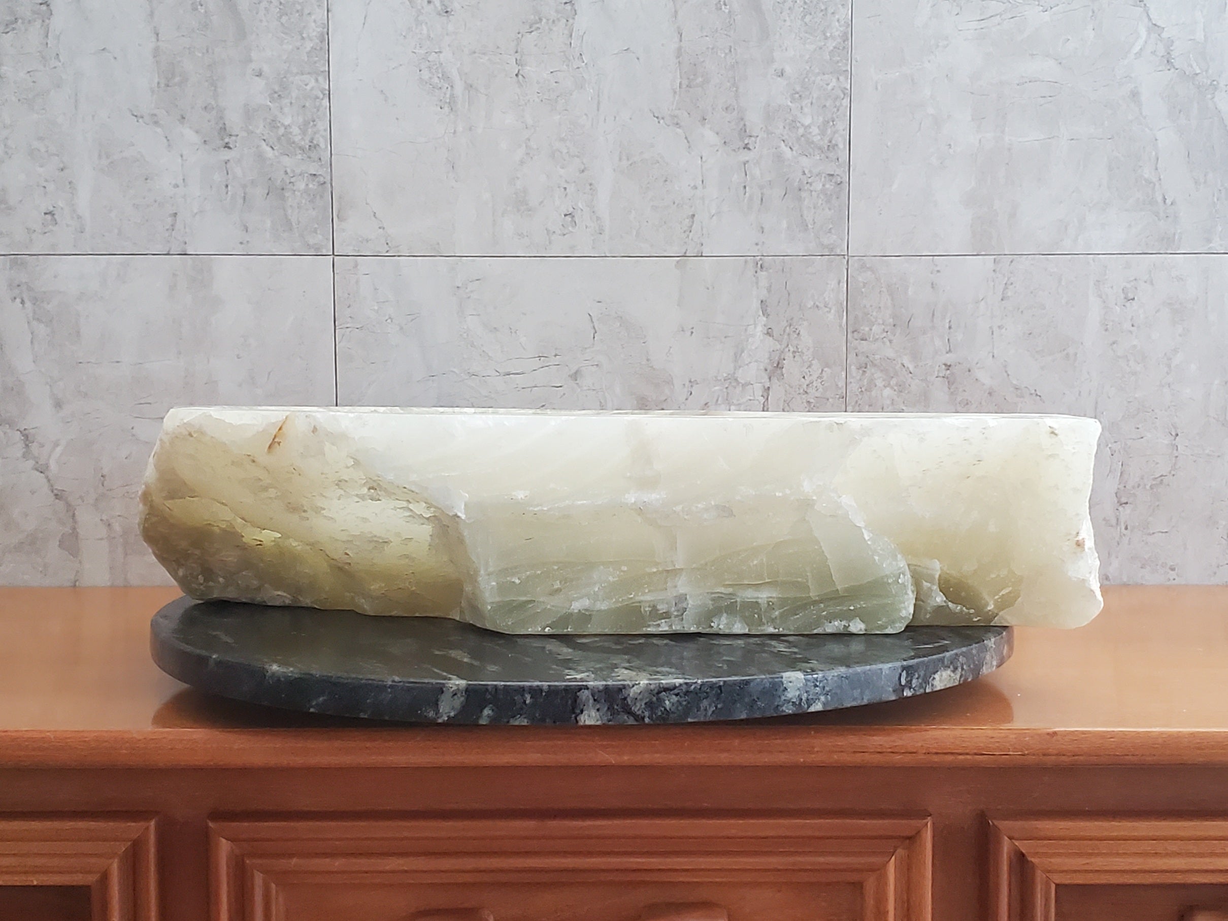 S23_32 Onyx Stone Vessel Bathroom Sink - 23 x 18 inch