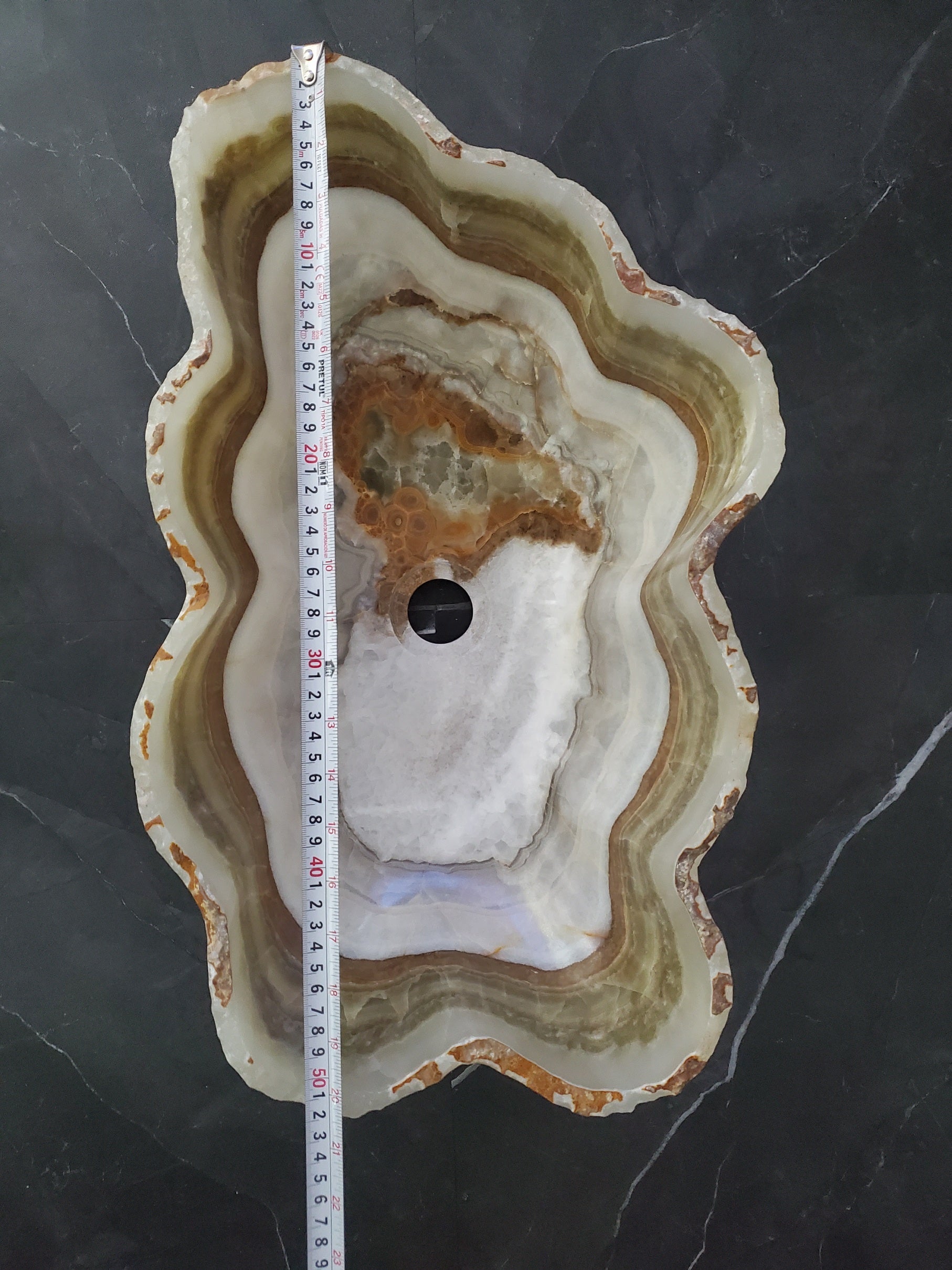 S27_21 Onyx Stone Bathroom Vessel Sink - 20 x 12 inch