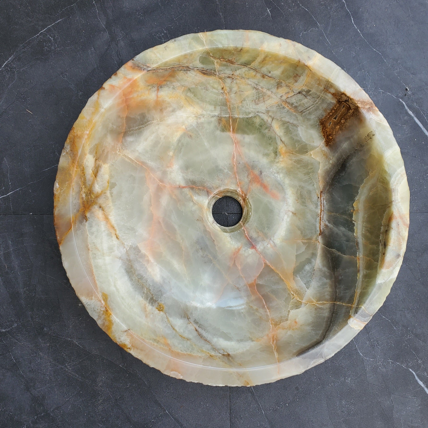 S29_29 Onyx Stone Vessel Bathroom Sink - 15 x 15 inch