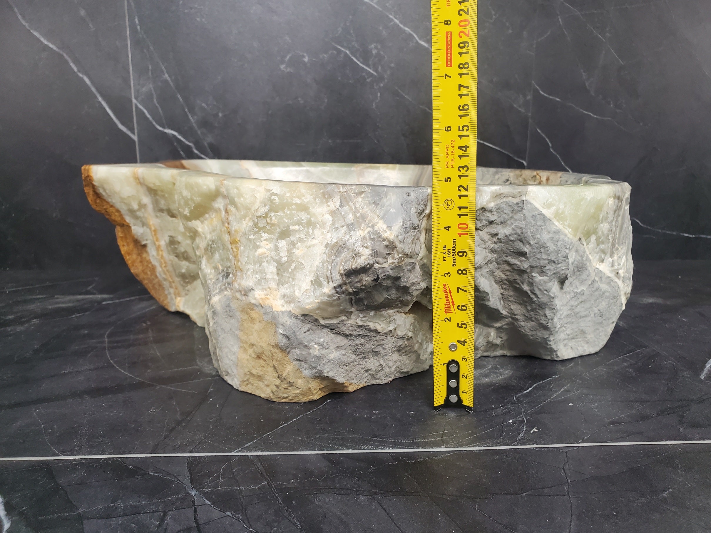 S25_11 Green Onyx Stone Vessel Bathroom Sink