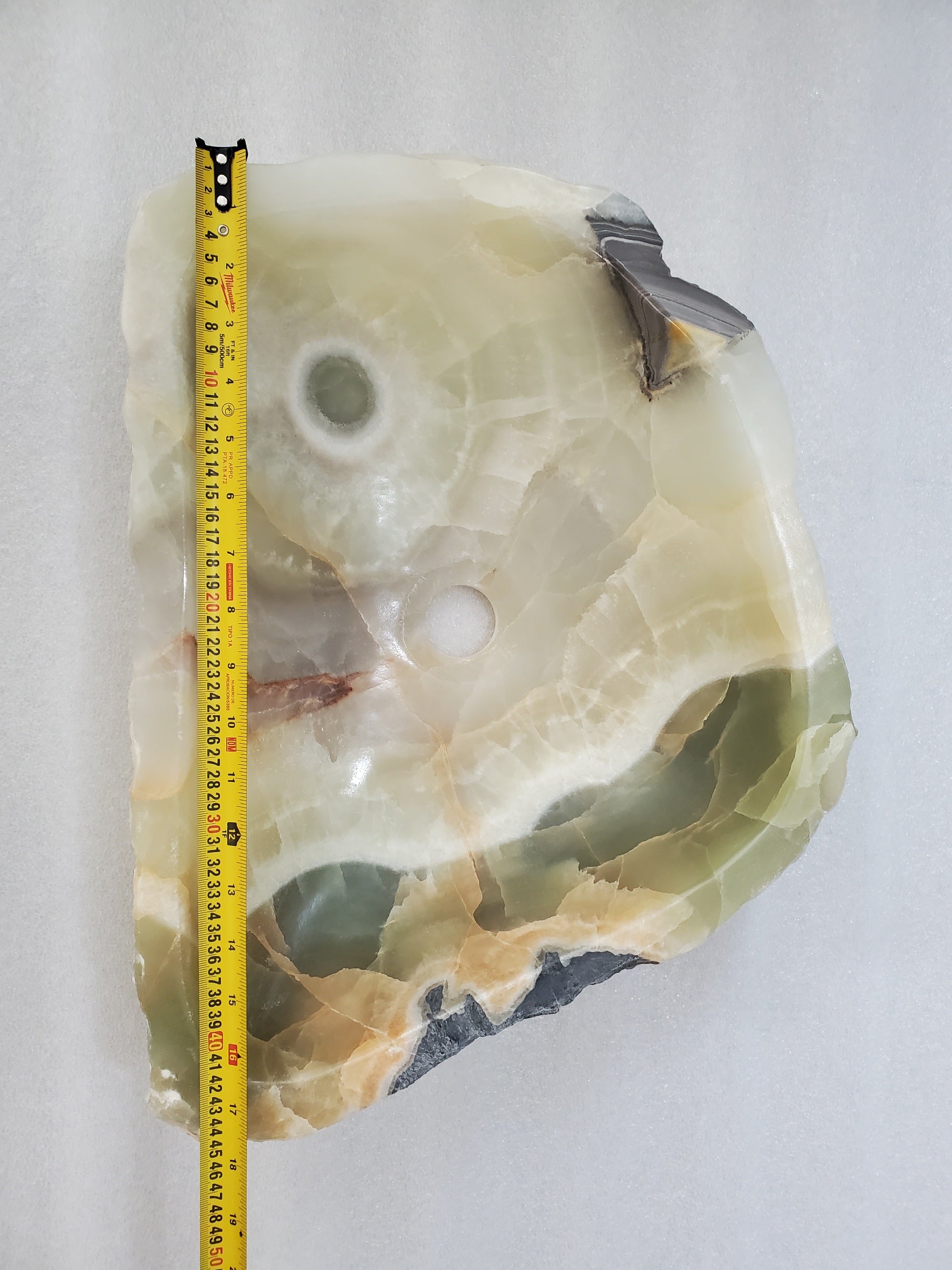 S24_13 Green Onyx Stone Vessel Bathroom Sink