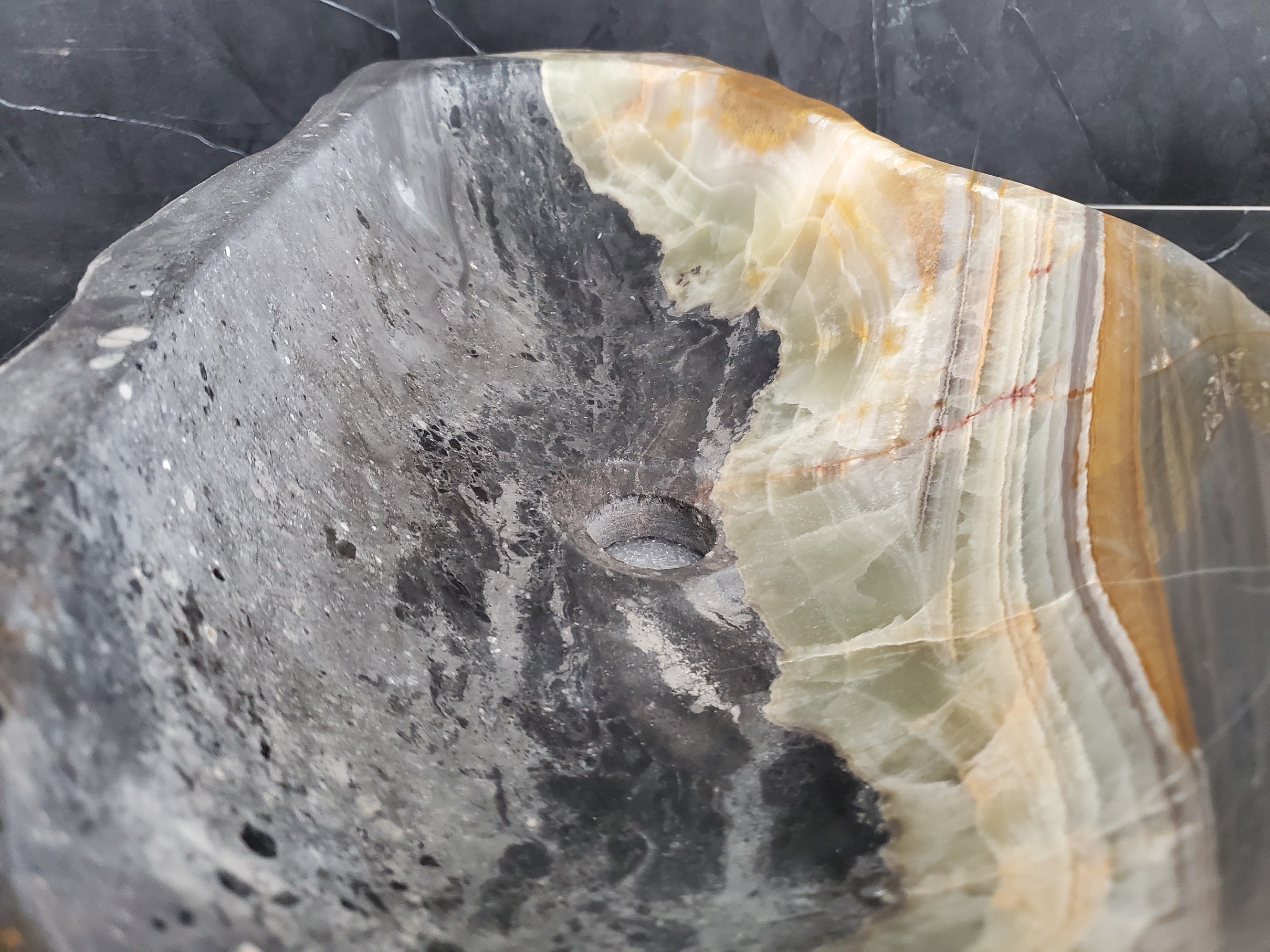 S25_21 Onyx Stone Vessel Bathroom Sink - 21.5 x 12 inch