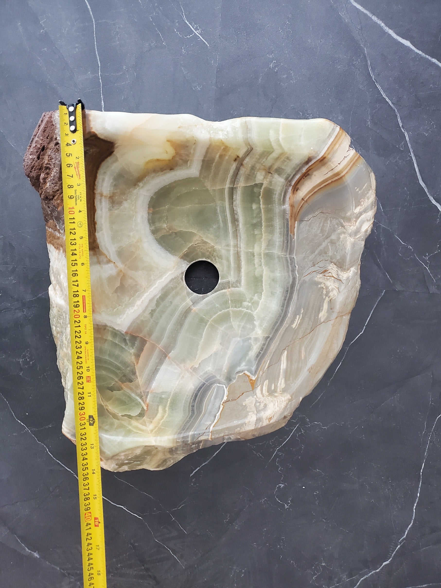 S25_13 Green Onyx Stone Vessel Bathroom Sink