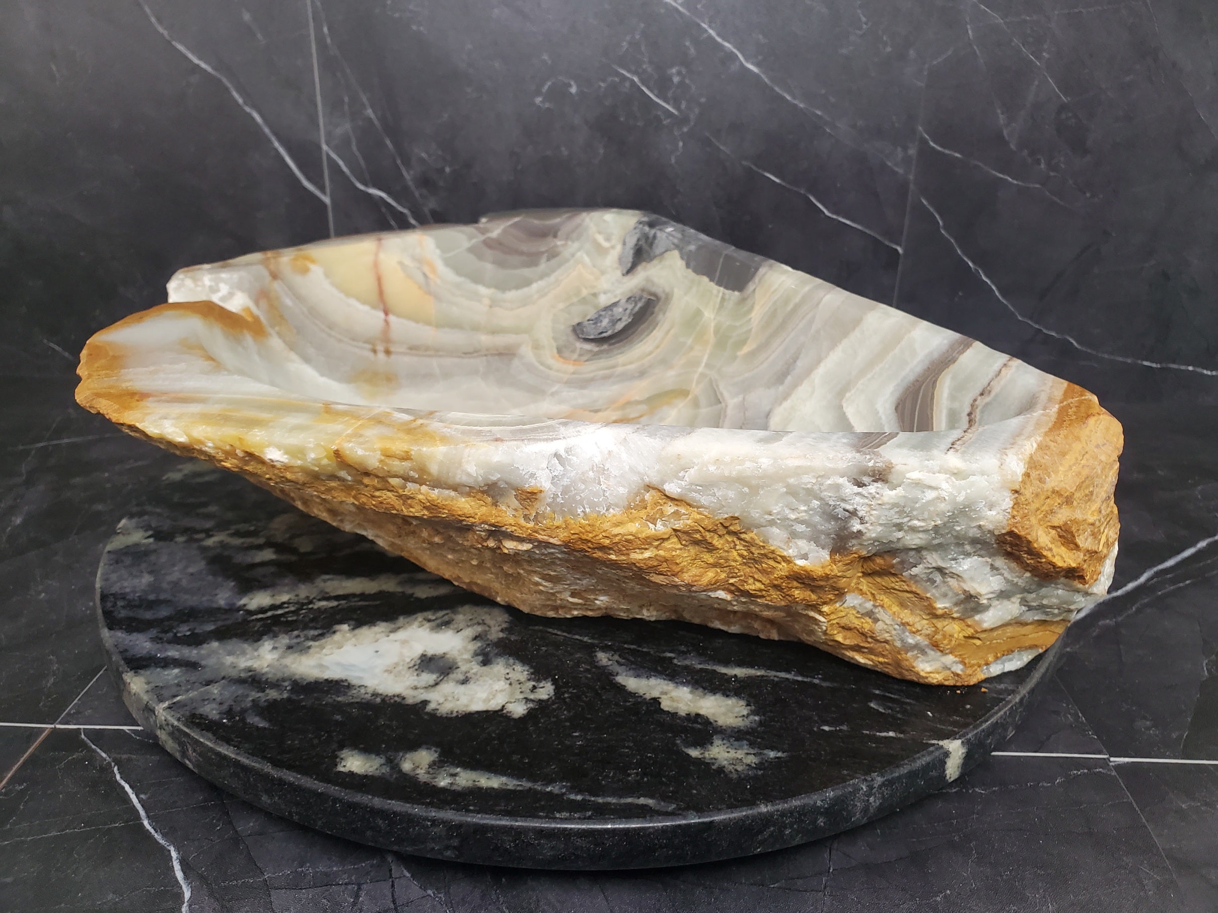 S25_14 Green Onyx Stone Vessel Bathroom Sink