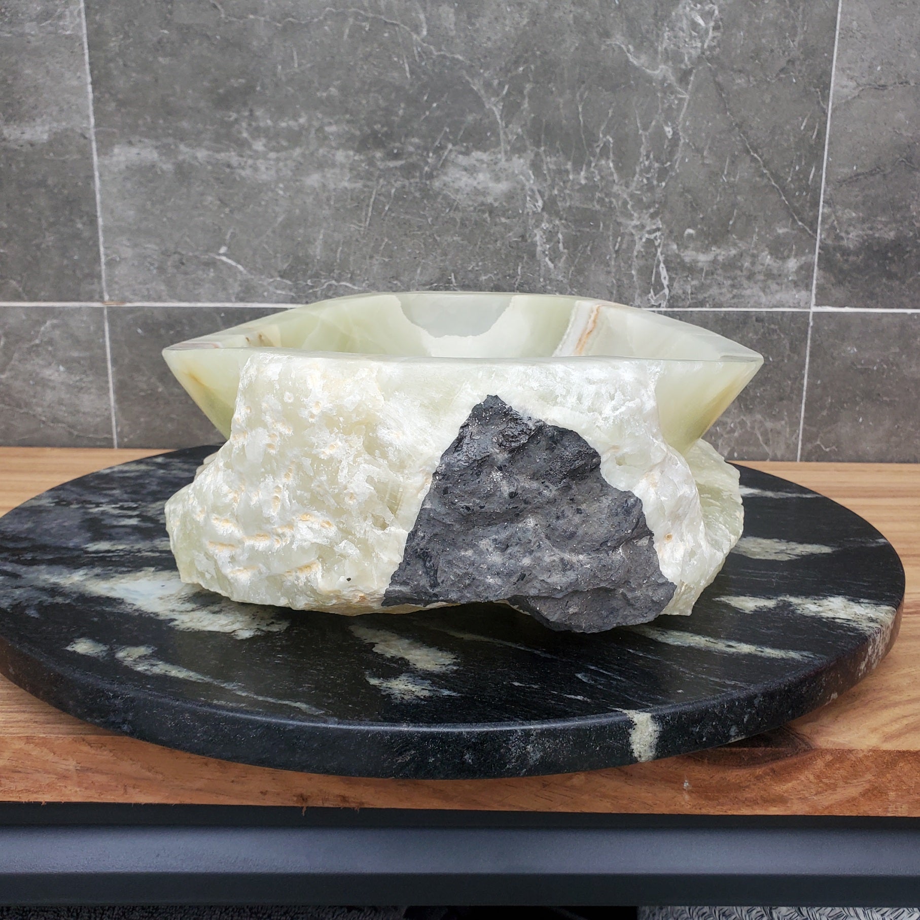 S30_04 Onyx Stone Vessel Bathroom Sink - 16 x 12.5 inch