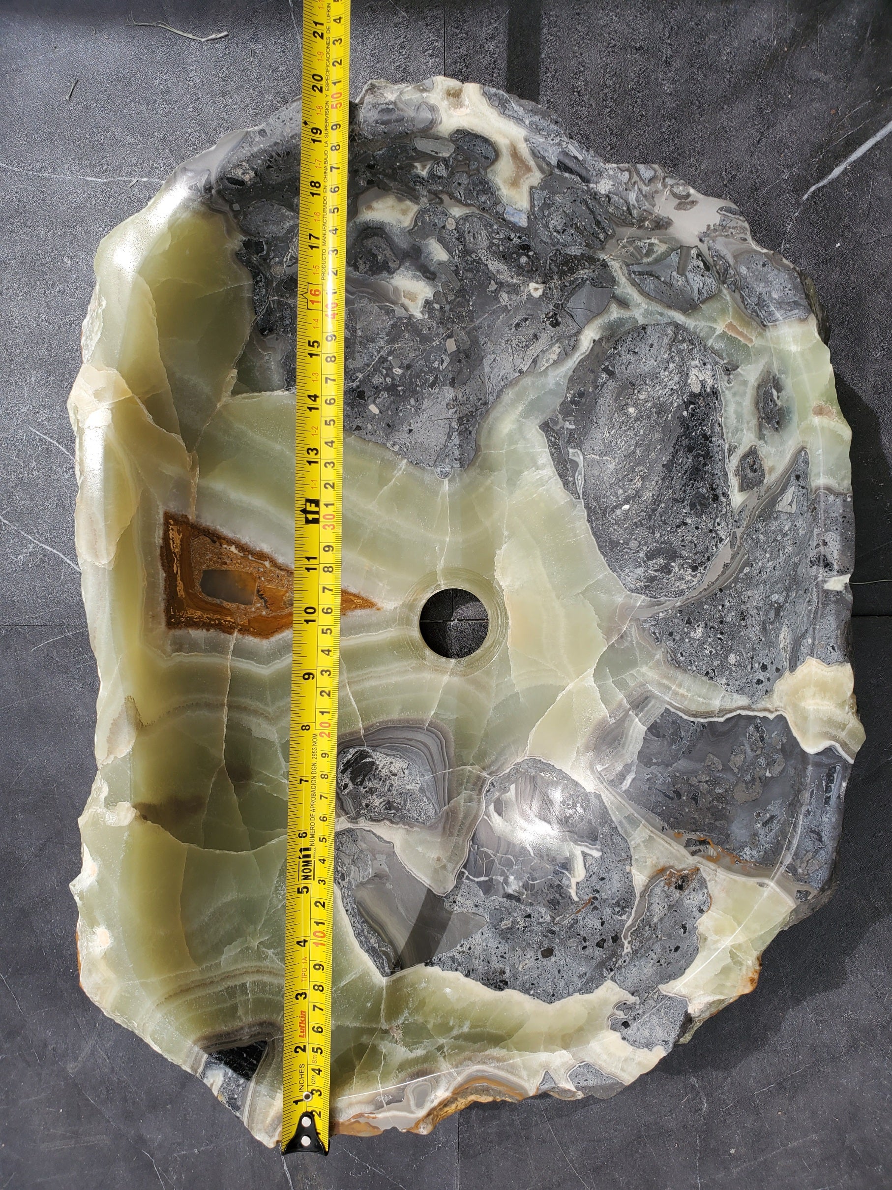 S31_14 Onyx Stone Vessel Bathroom Sink - 20 x 15 inch