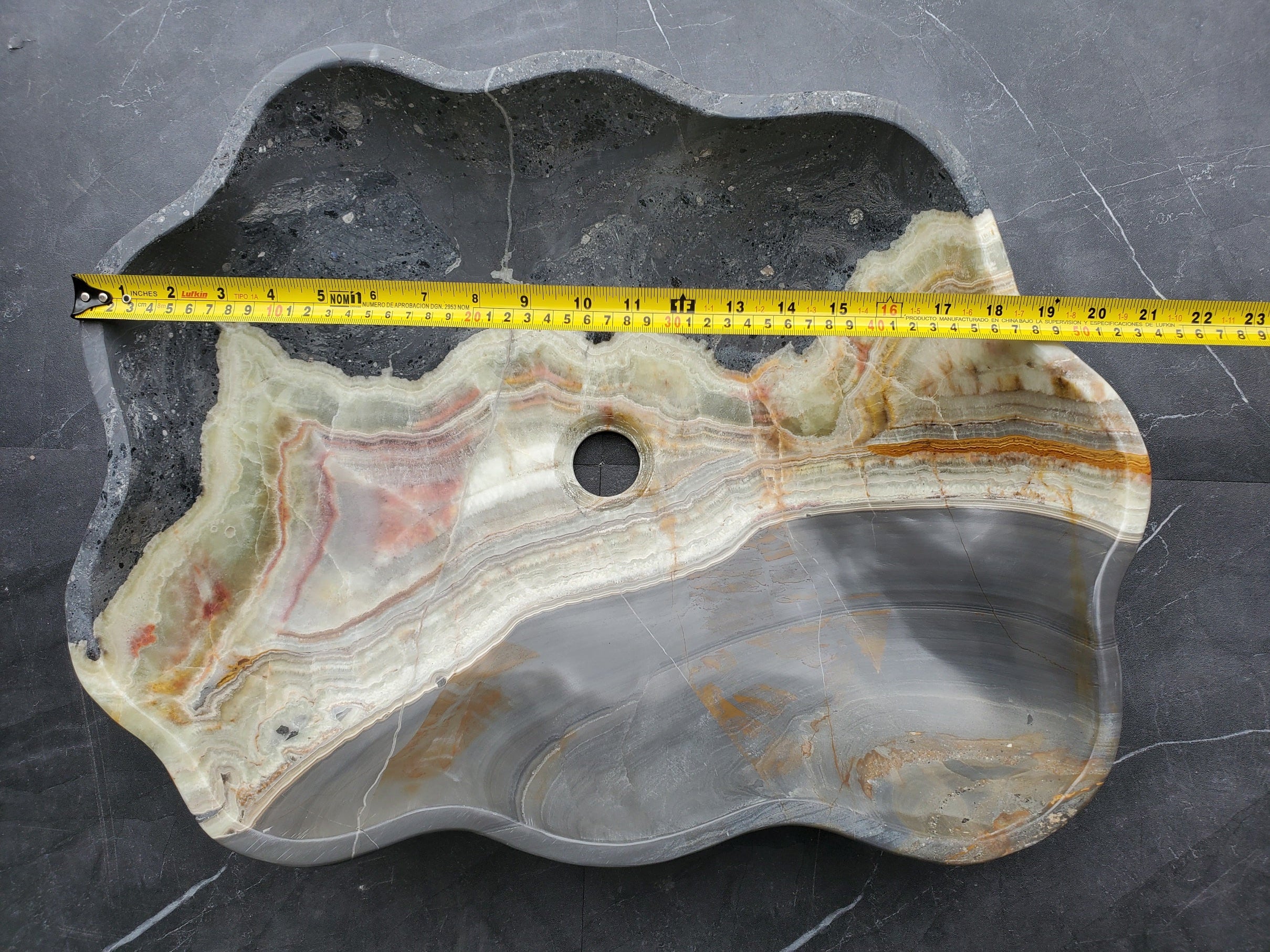 S30_33 Onyx Stone Vessel Bathroom Sink - 20.5 x 16 inch