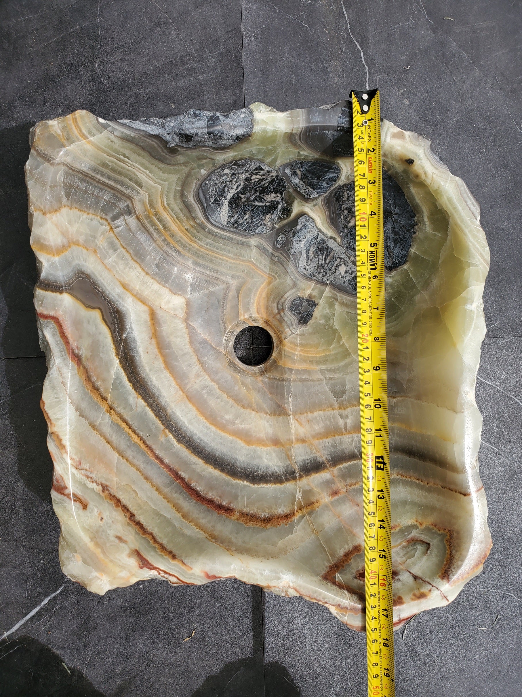 S31_13 Onyx Stone Vessel Bathroom Sink - 17.5 x 14.5 inch