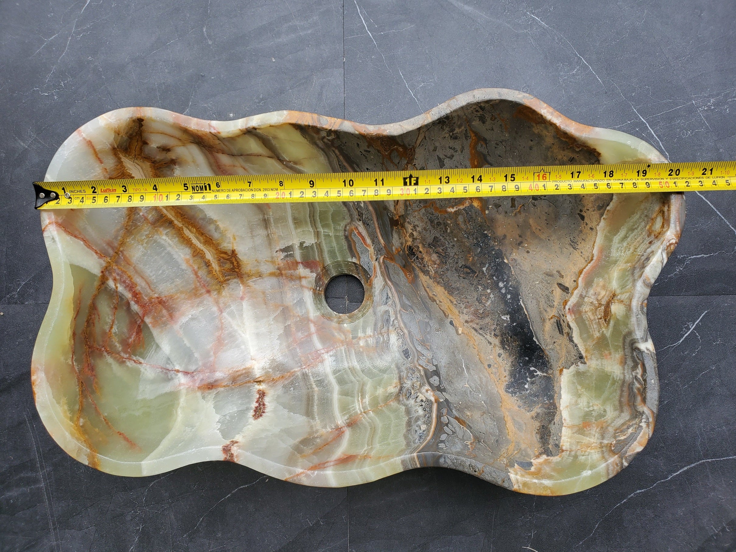 S30_32 Onyx Stone Vessel Bathroom Sink - 20.5 x 12 inch