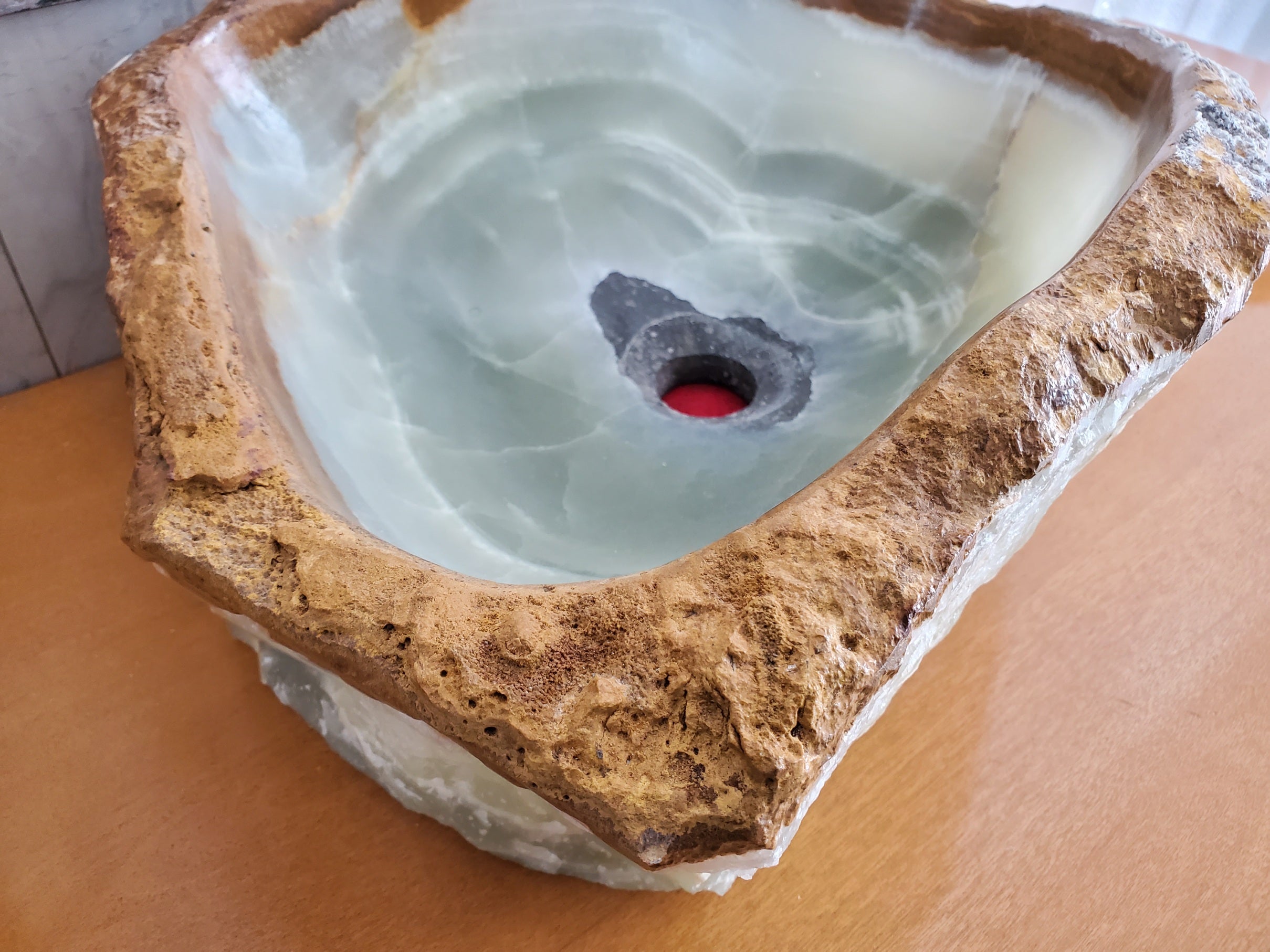 S23_30 Onyx Stone Vessel Bathroom Sink - 15 x 13 inch